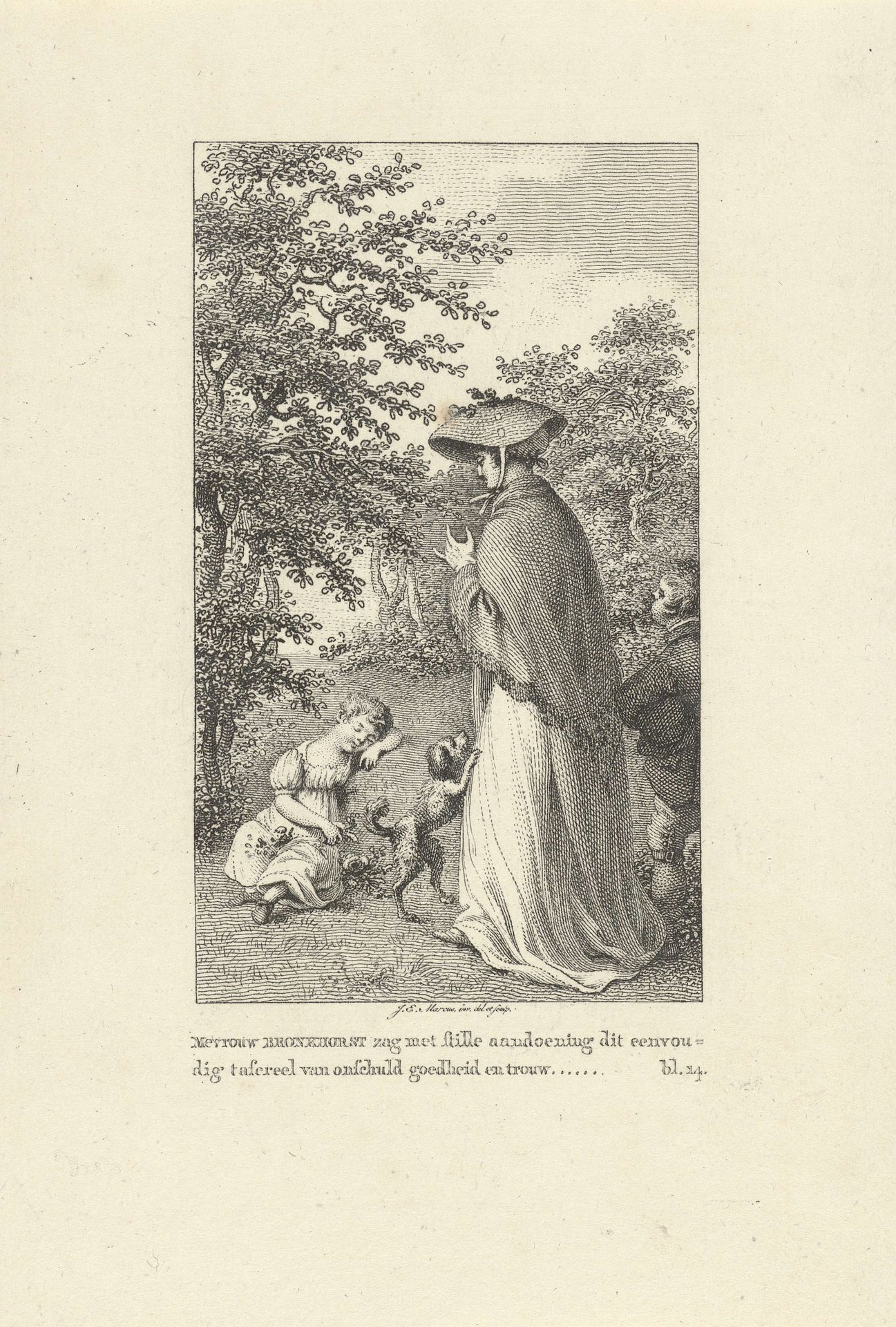 Vrouw bij een slapend kind in een landschap by Jacob Ernst Marcus