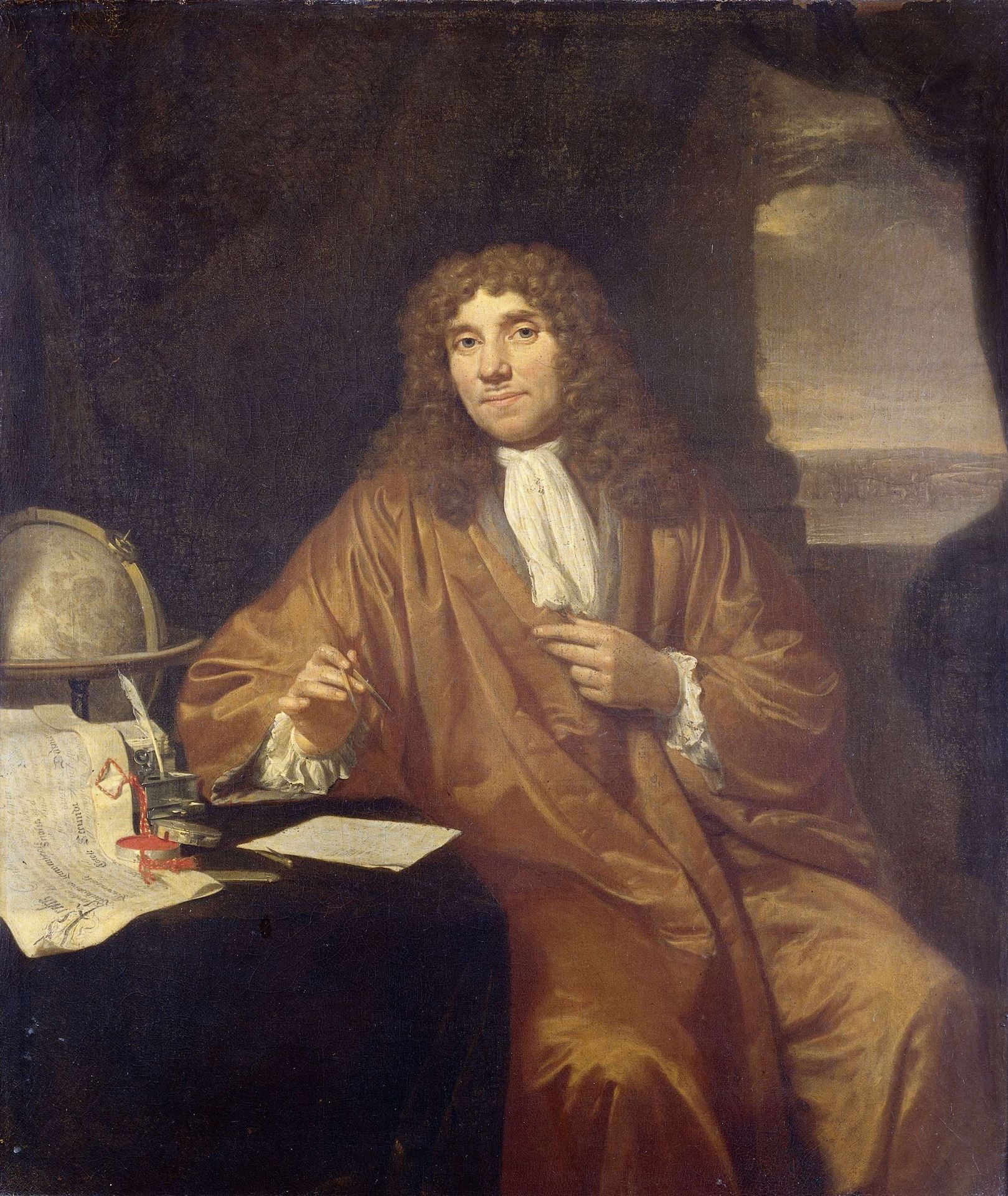 Portrait of Anthonie van Leeuwenhoek, Natural Philosopher and Zoologist in Delft by Jan Verkolje, I