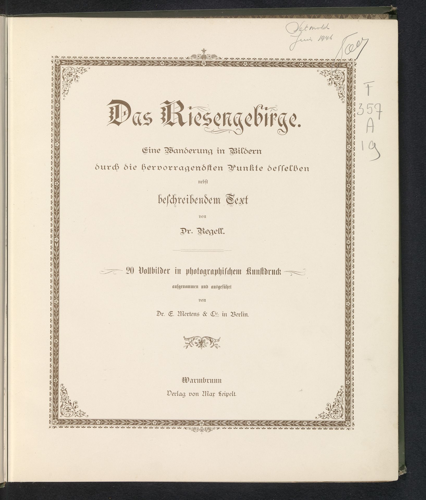 Das Riesengebirge by E. Mertens & Cie