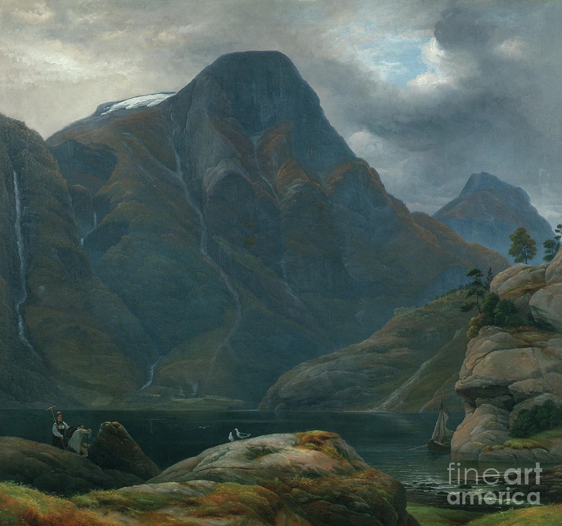 The arrive to Naeroeyfjord by Knud Baade