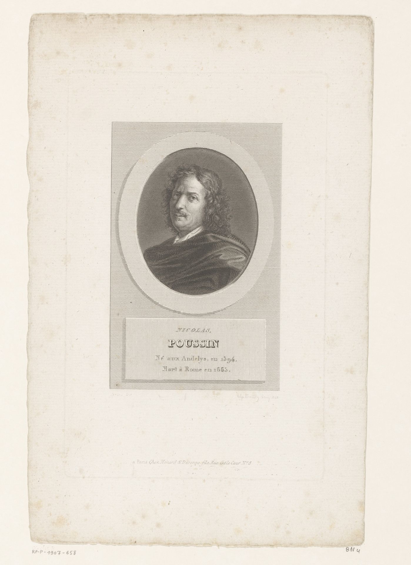 Portret van Nicolas Poussin by Alphonse Boilly