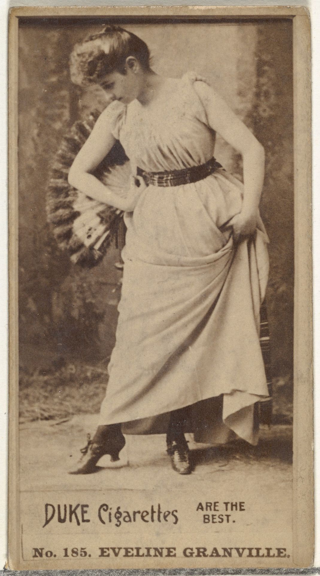 Card Number 185, Eveline Granville, from the Actors and Actresses series (N145-6) issued by Duke Sons & Co. to promote Duke Cigarettes by W. Duke, Sons & Co.