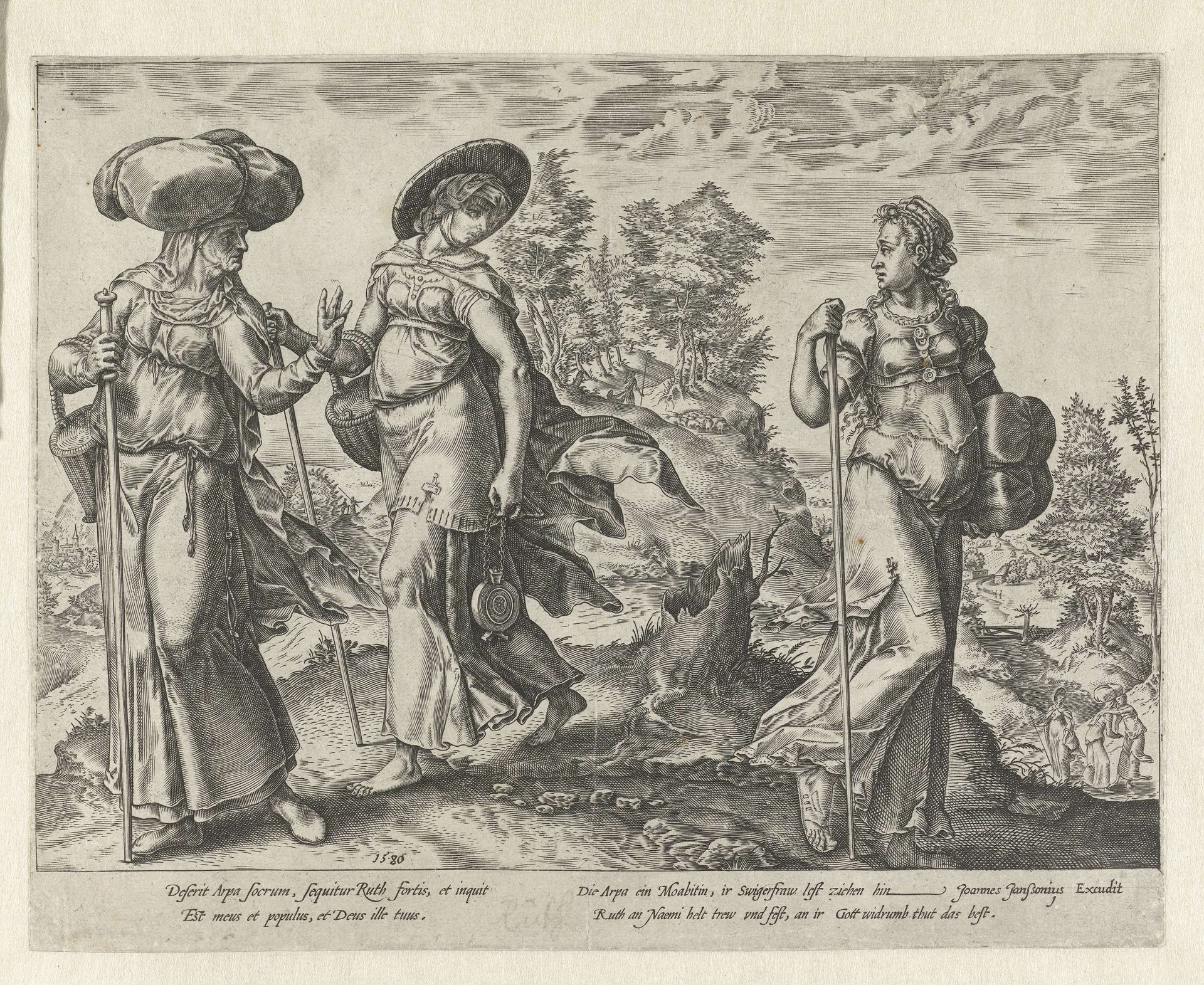 Orpa verlaat Naomi en Ruth by Hendrick Goltzius