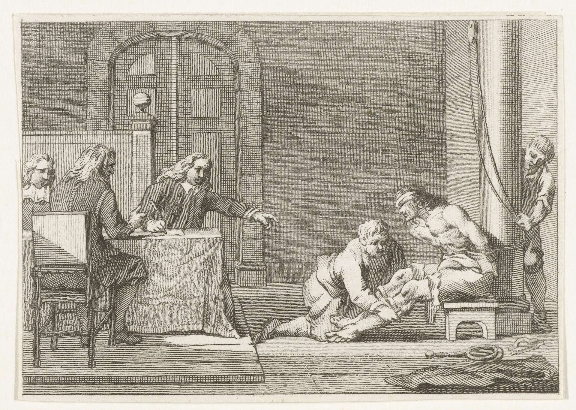 Verhoor en marteling van Cornelis de Witt, 1672 by Harmanus Vinkeles
