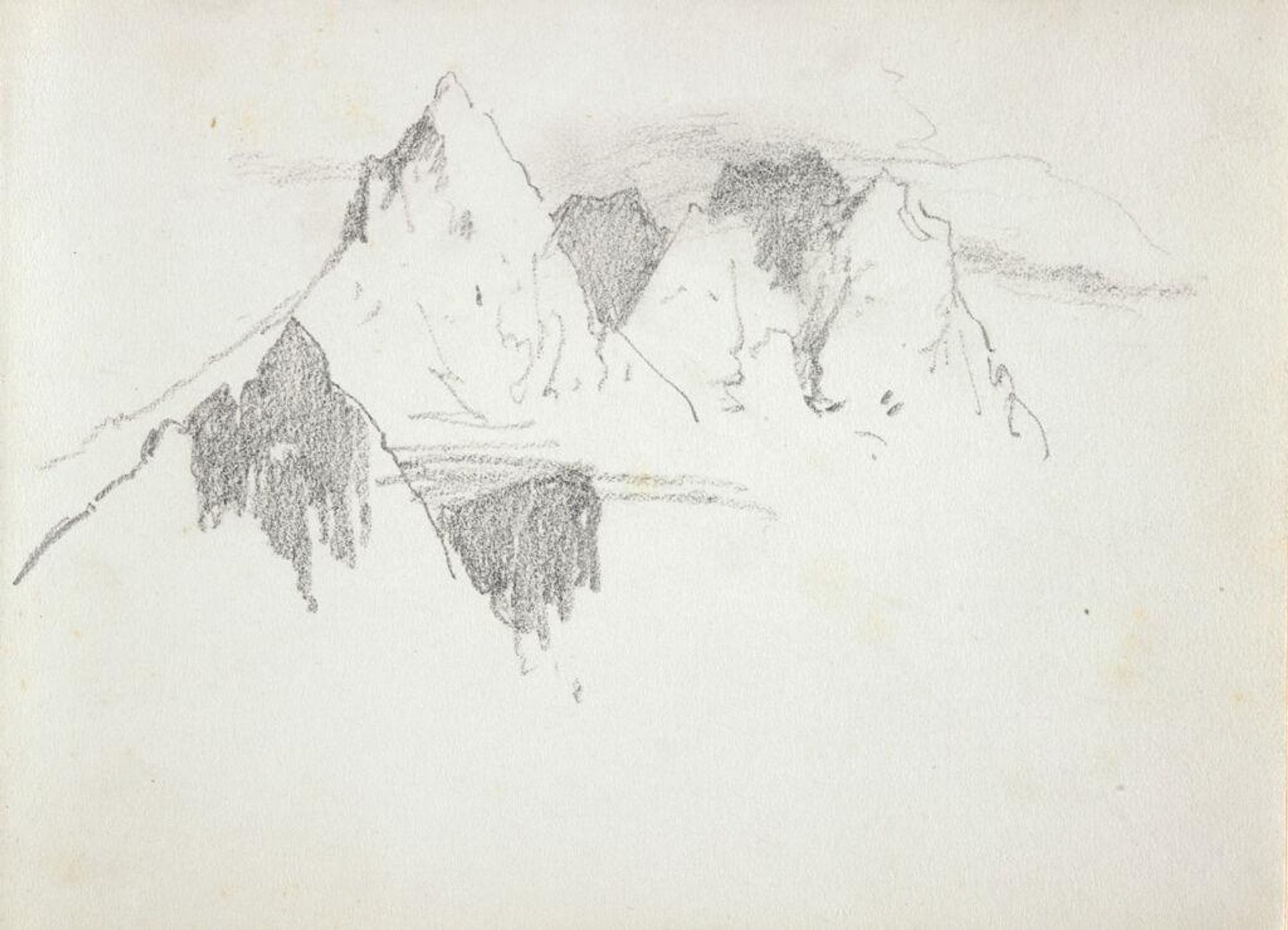 Blank page; verso: Mountain Peaks by John Singer Sargent