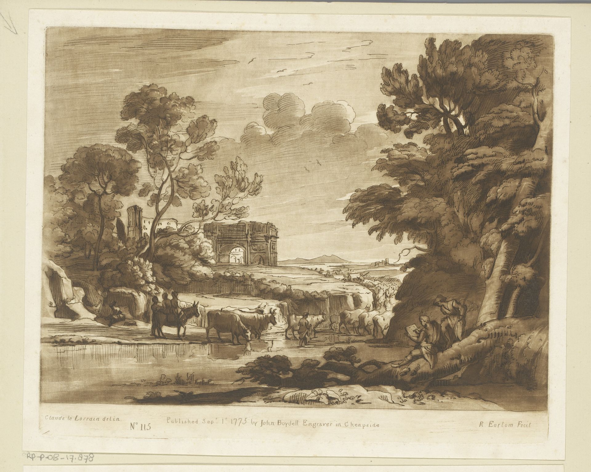 Landschap met de Triomfboog van Constantijn, het Colosseum en tekenaar by Richard Earlom