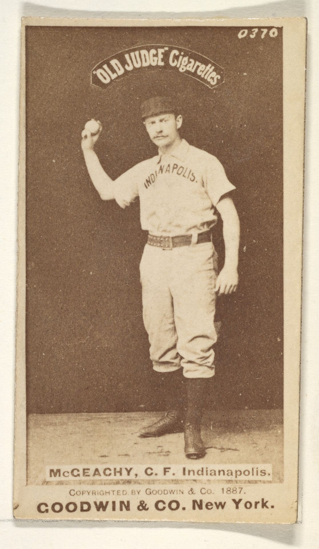 Jack McGeachey, Center Field, Indianapolis, from the Old Judge series (N172) for Old Judge Cigarettes by Goodwin & Company