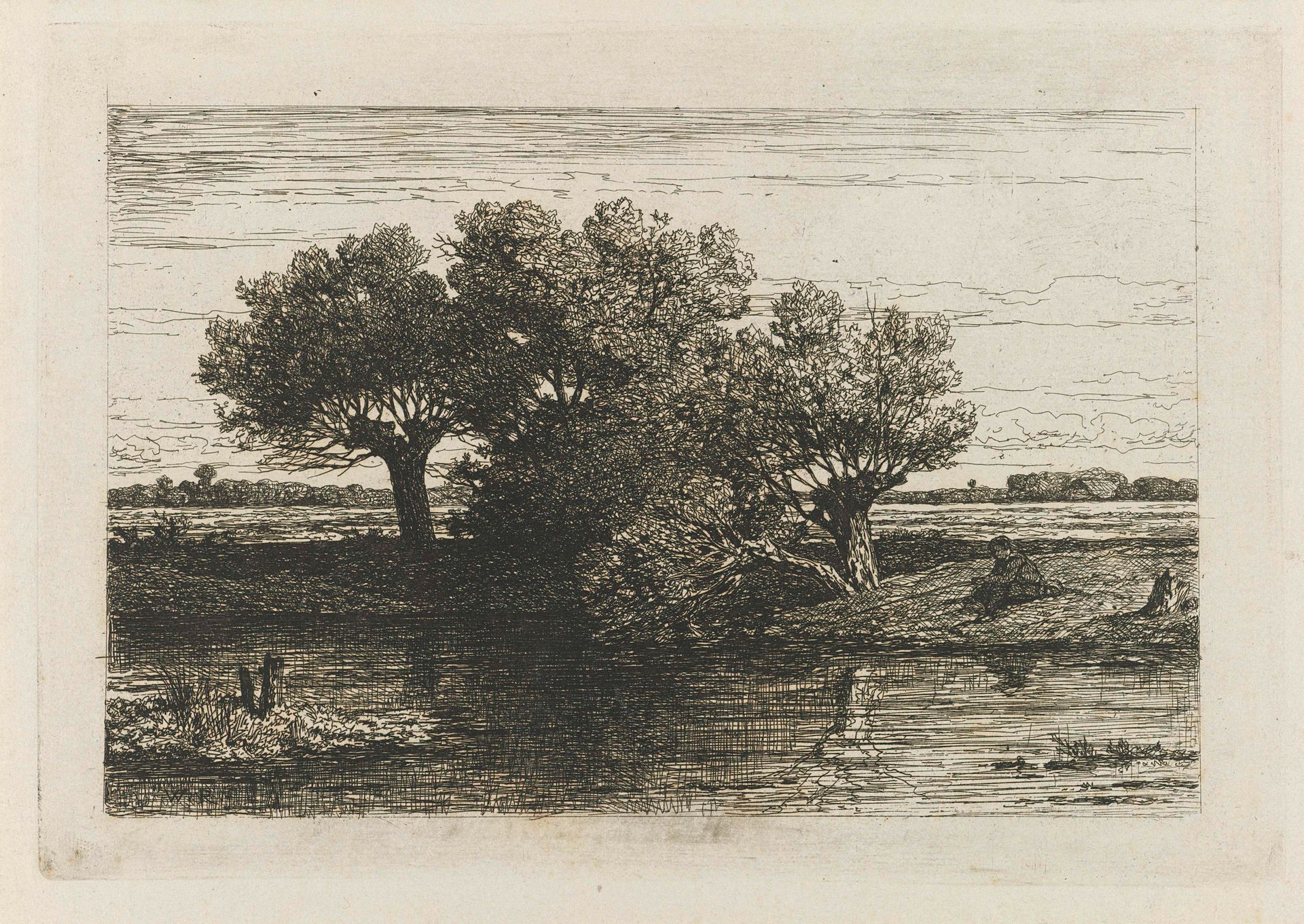 Visser bij de knotwilgen by Willem Roelofs