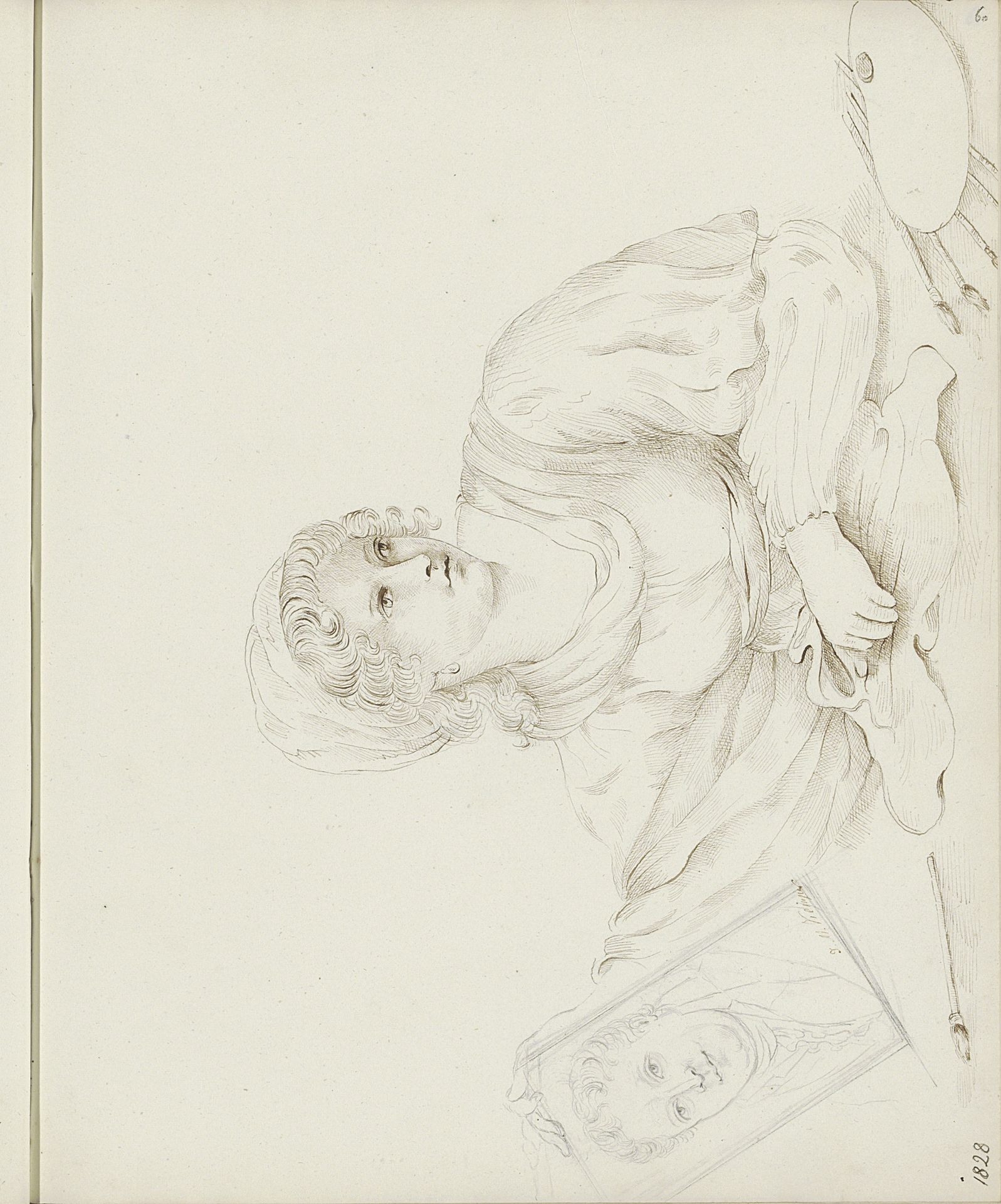 Zelfportret met schildersbenodigdheden en portret van jonkheer Joan Melchior Kemper by jonkvrouw Elisabeth Kemper