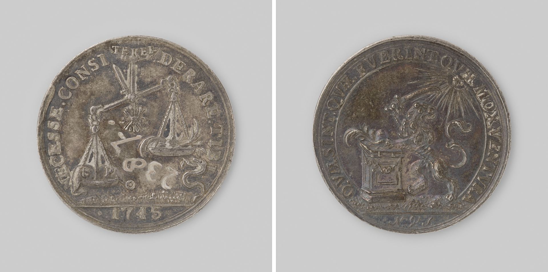 Nieuwjaarspenning op de zorgelijke toestand in de Nederlanden 1745 by Nicolaas van Swinderen