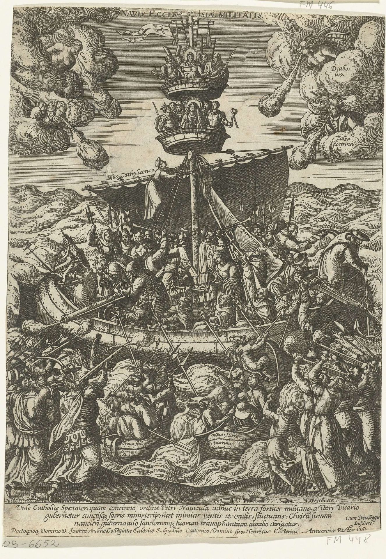 Het schip van de strijdbare katholieke kerk by Pieter van der (I) Borcht