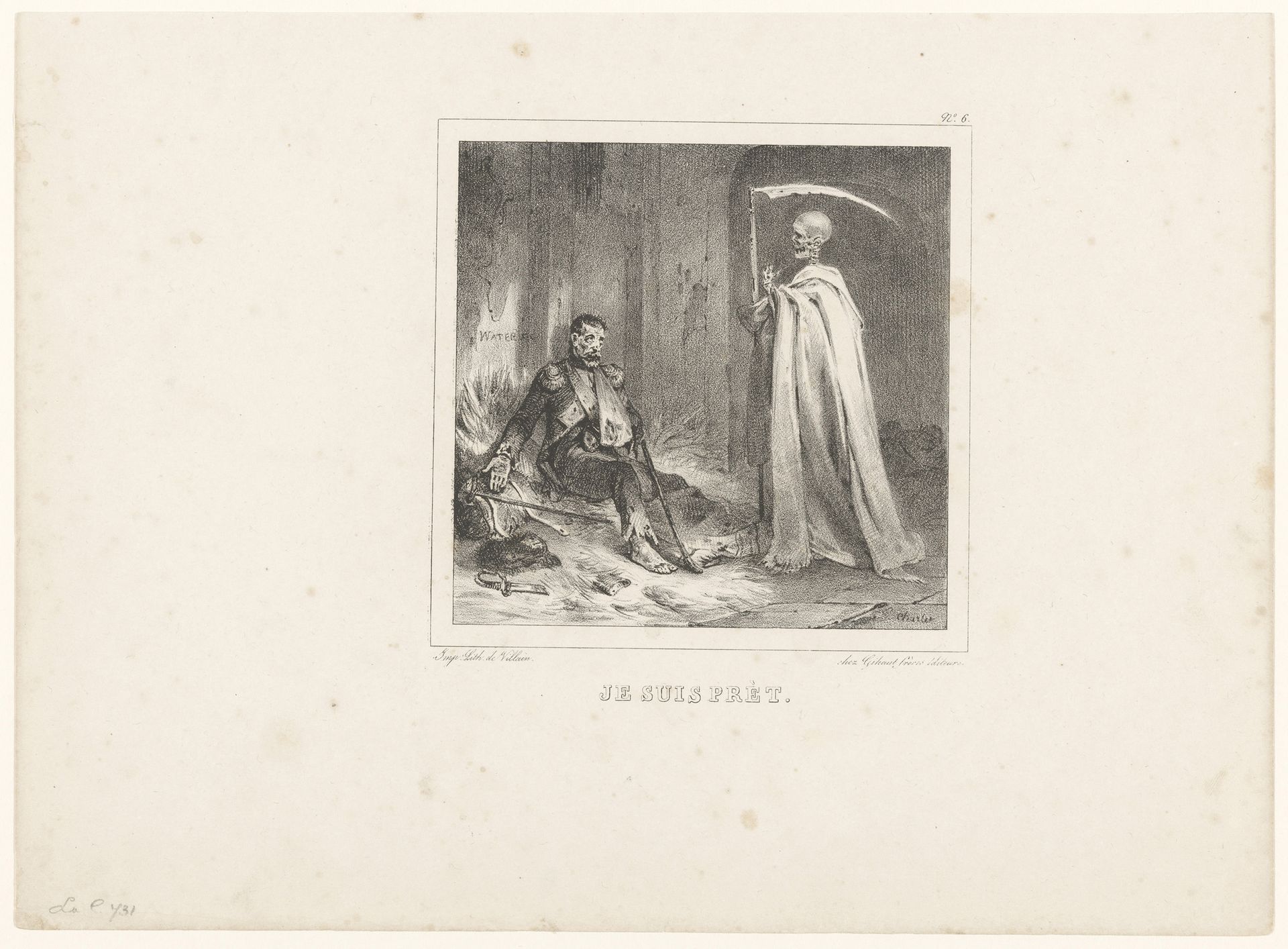 Oudgediende van de slag bij Waterloo wordt gehaald door de dood by Nicolas Toussaint Charlet