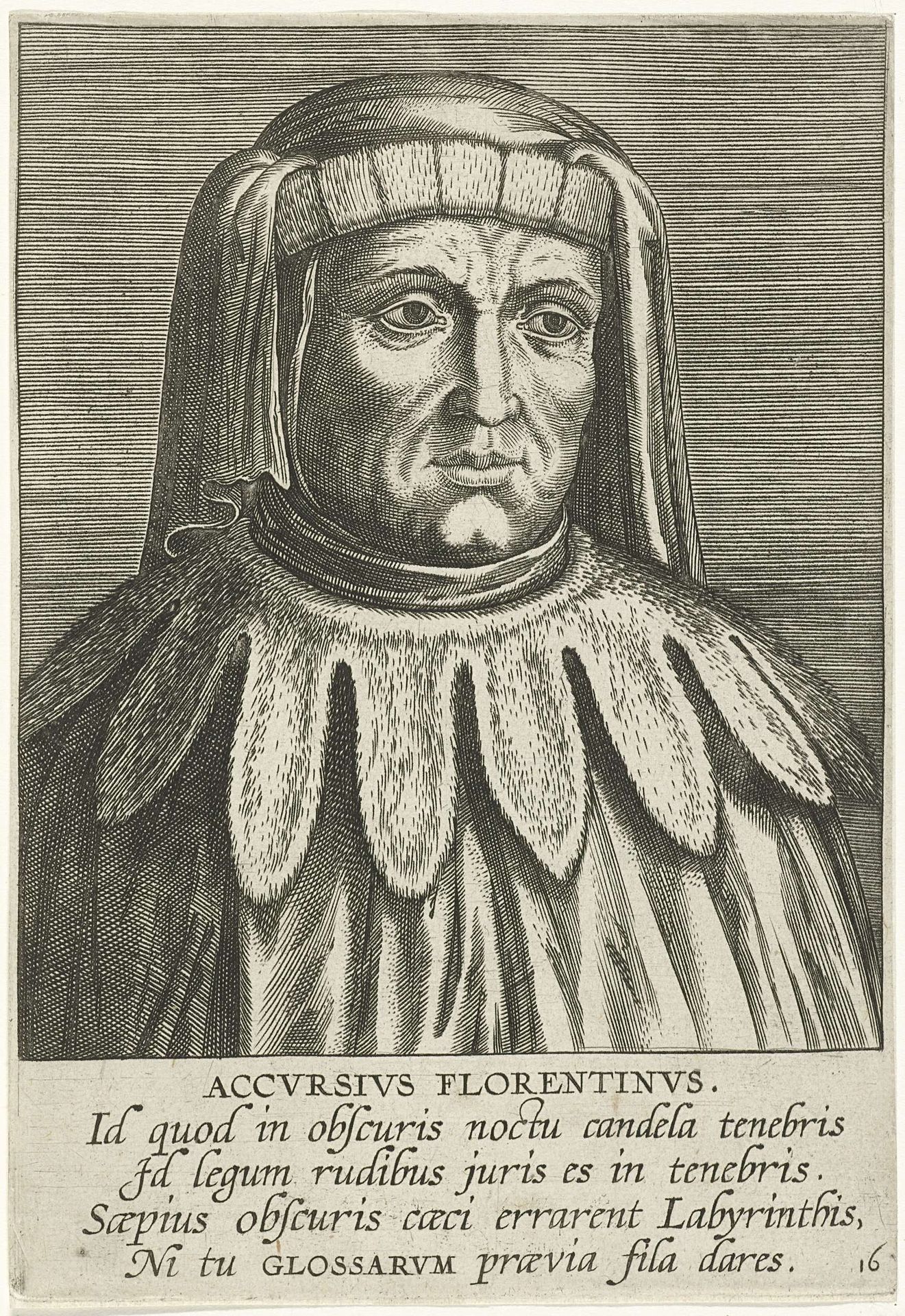 Portret van Accursius by Philips Galle