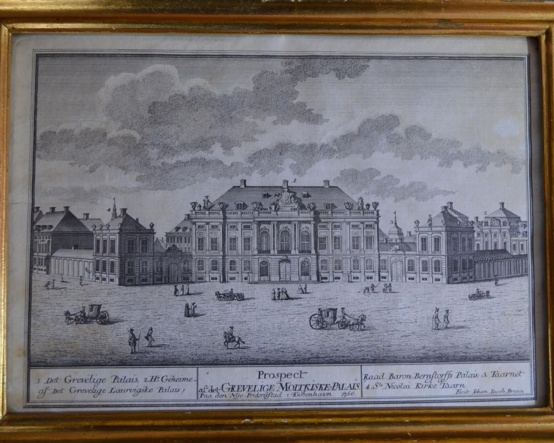 'Prospect af det Grevelige Moltkiske Palais Paa den Nye Friderikstad i Kiöbenhavn' by Johan Jacob Bruun