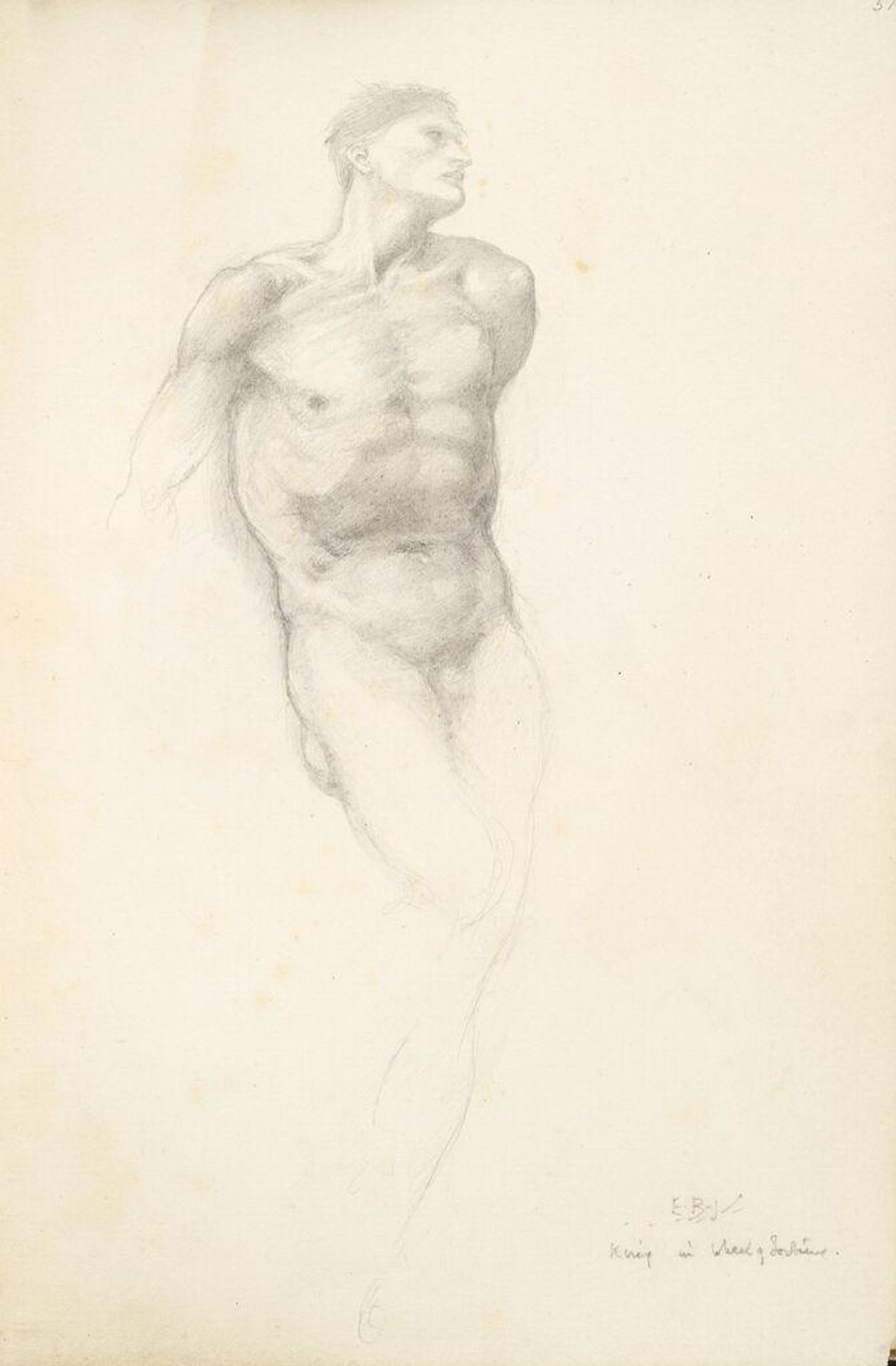 Study for King, for "The Wheel of Fortune"; verso: blank by Edward Burne-Jones