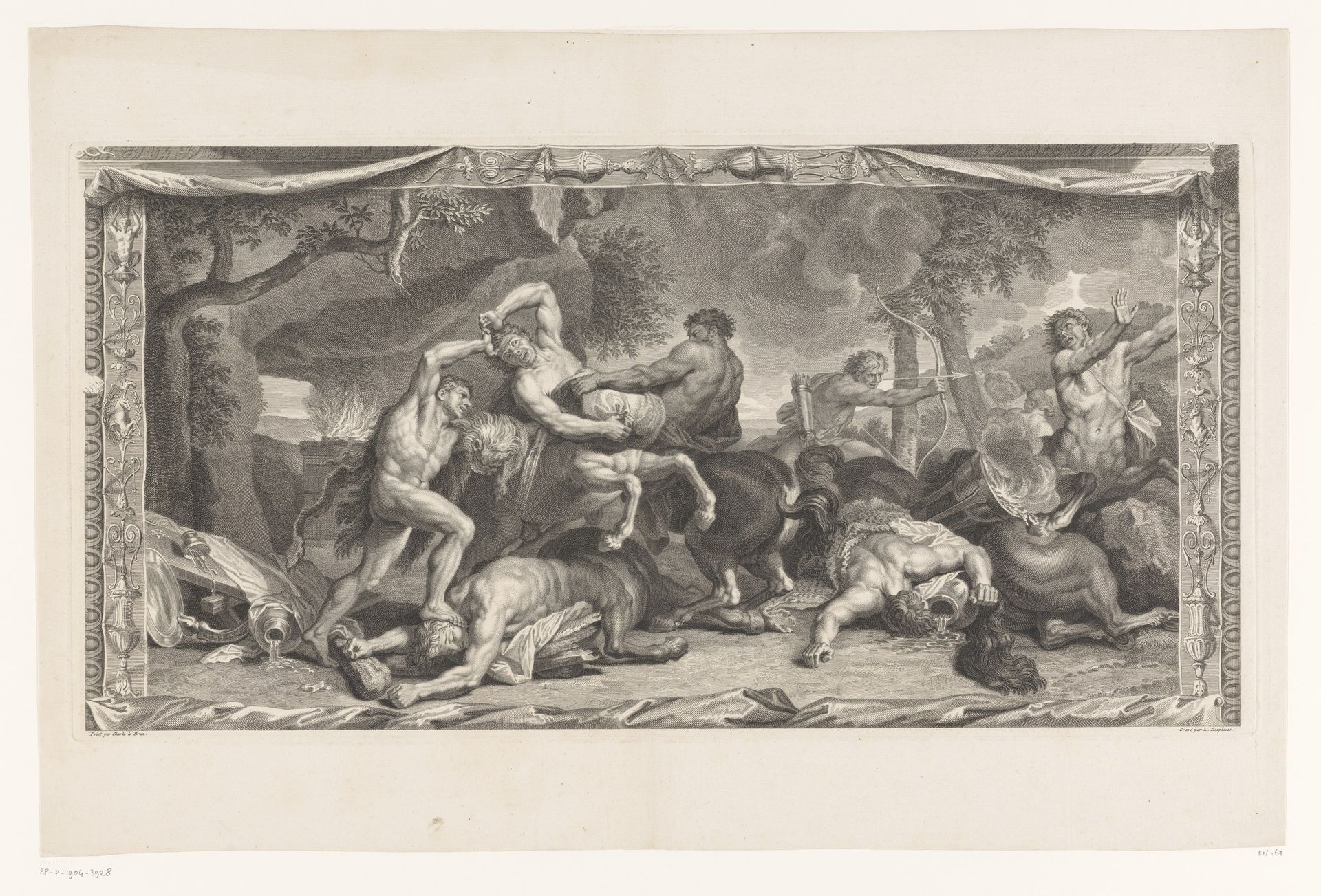 Hercules bevecht de Centauren by Louis Desplaces