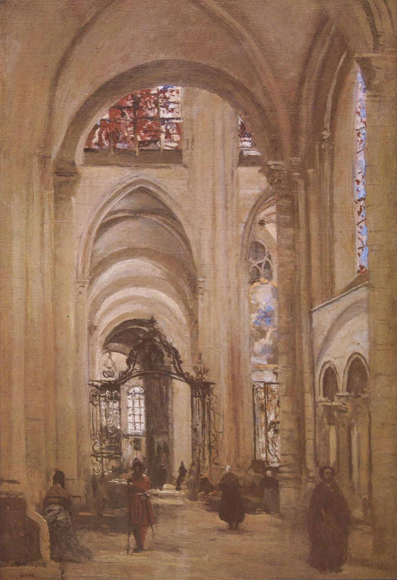 Interior of the Cathedral of St. Etienne, Sens by Camille Corot