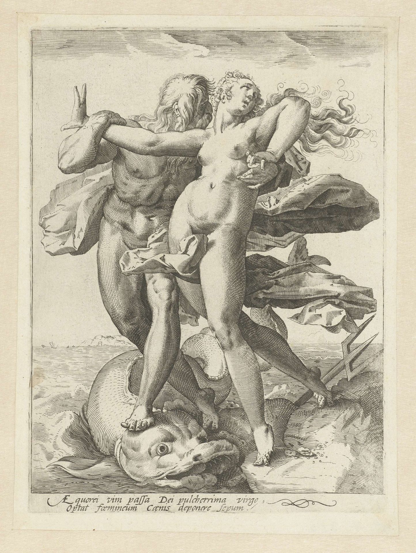 Neptunus en Caenis by Hendrick Goltzius