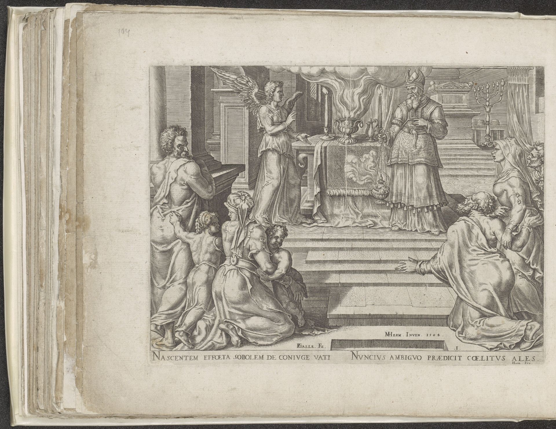 Gabriël verschijnt aan Zacharias by Philips Galle