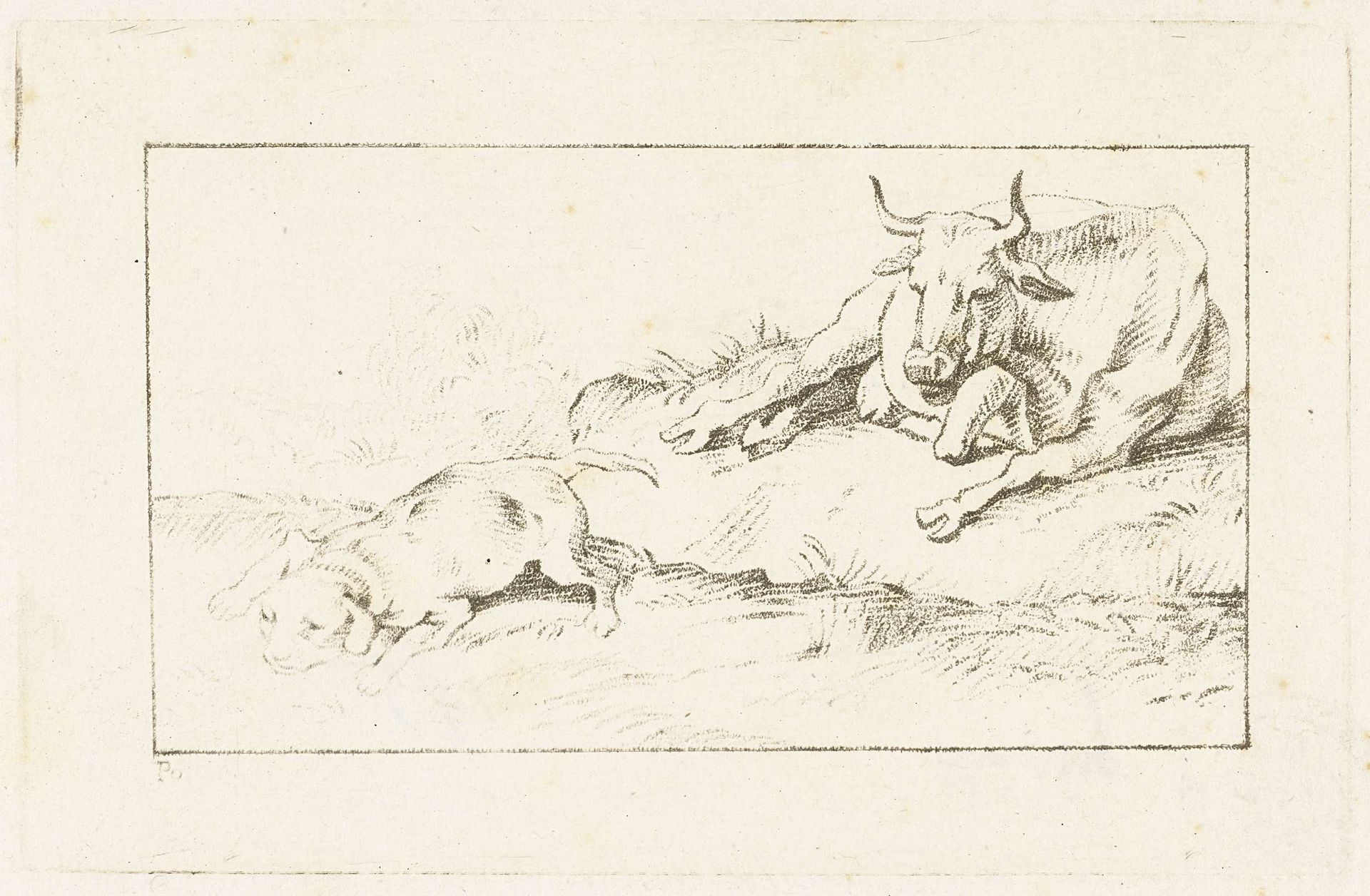 Koe en hond by Jacobus Buys