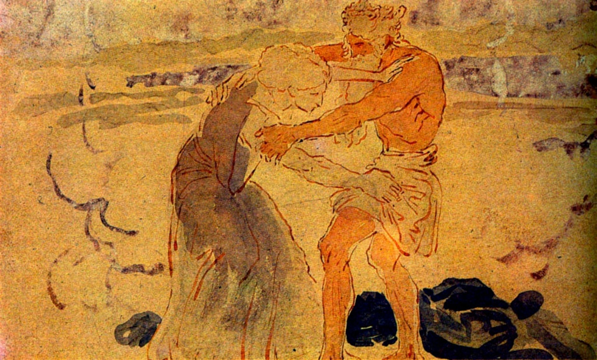 Jacob not let to go an angel struggling with him by Alexander Ivanov