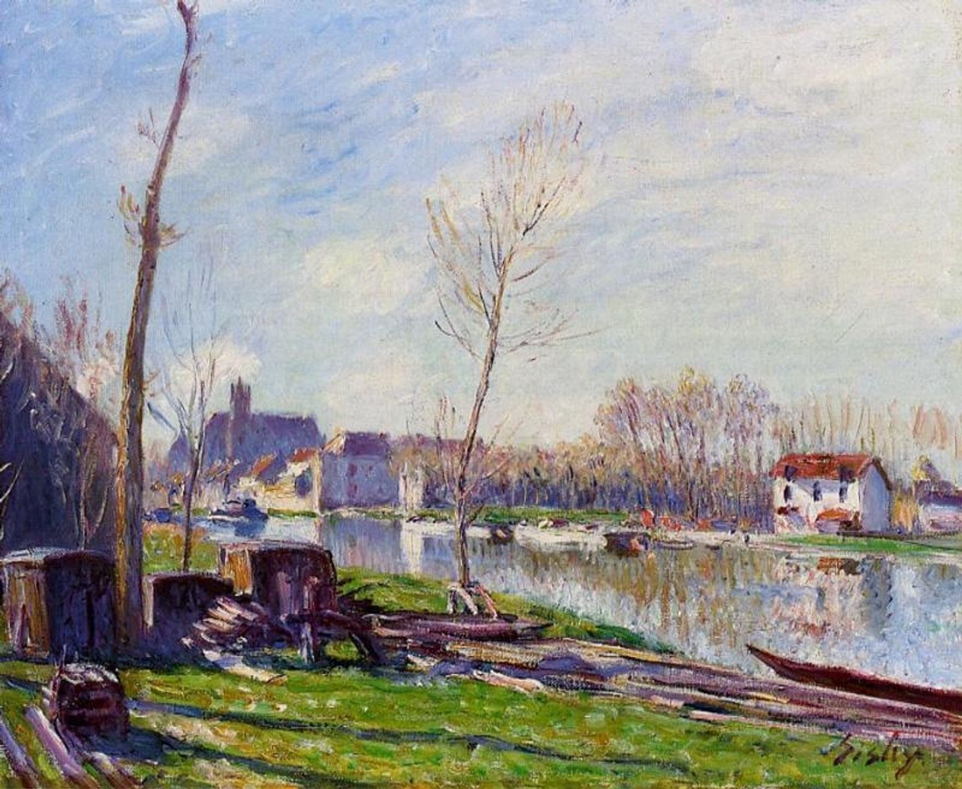 Construction Site at Matrat, Moret sur Loing by Alfred Sisley