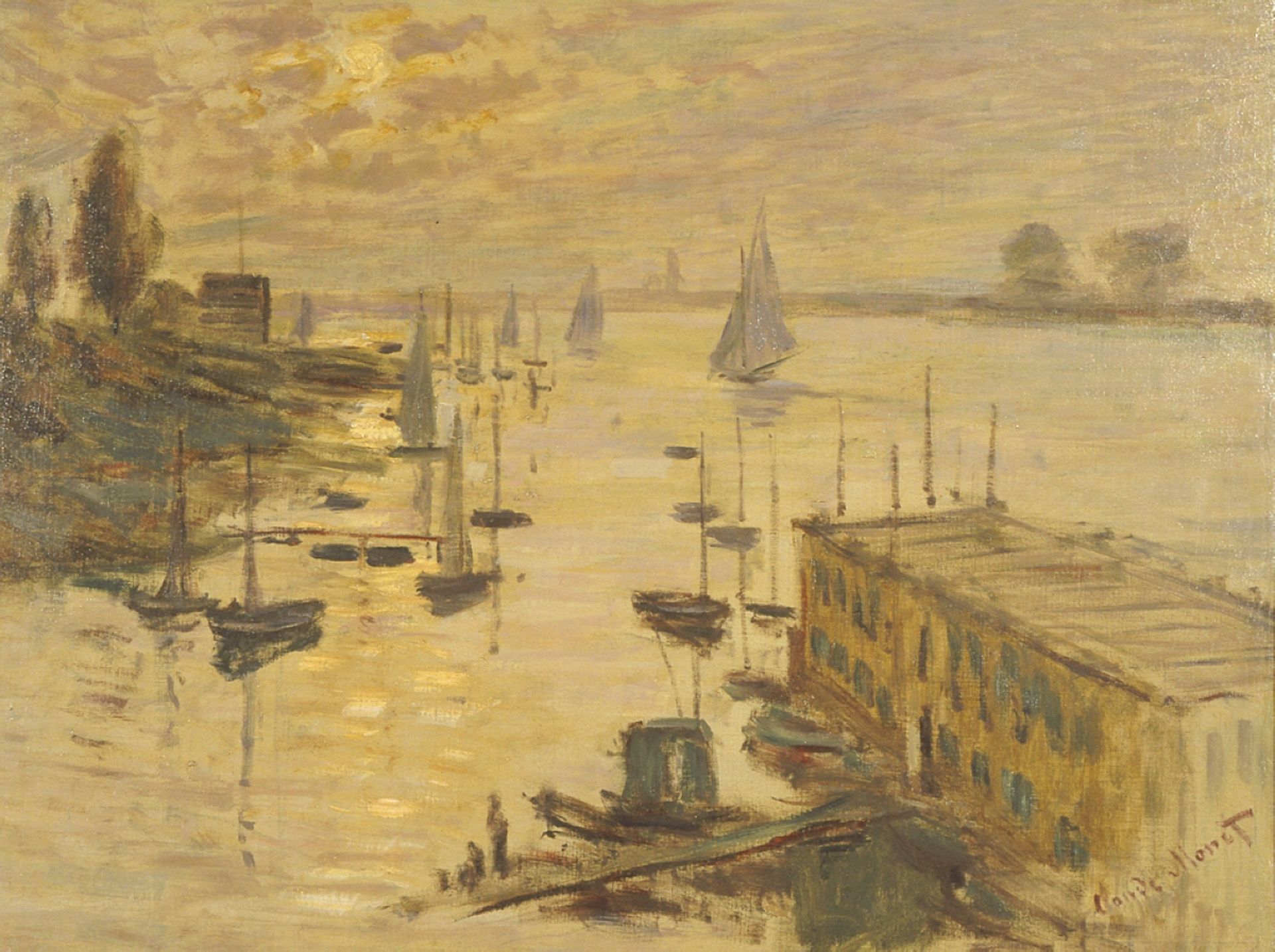 The pool seen from the bridge Argenteuil by Claude Monet