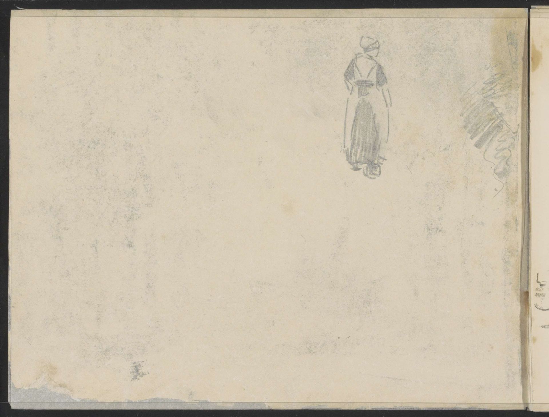 Vrouw met een kap en schort, van achteren gezien by Willem Bastiaan Tholen