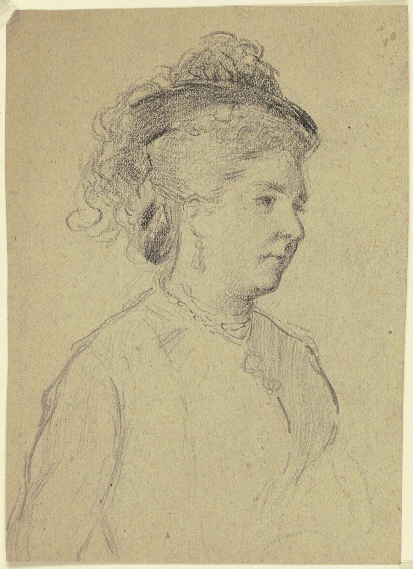 Brustbild einer Dame mit Hut by Otto Scholderer
