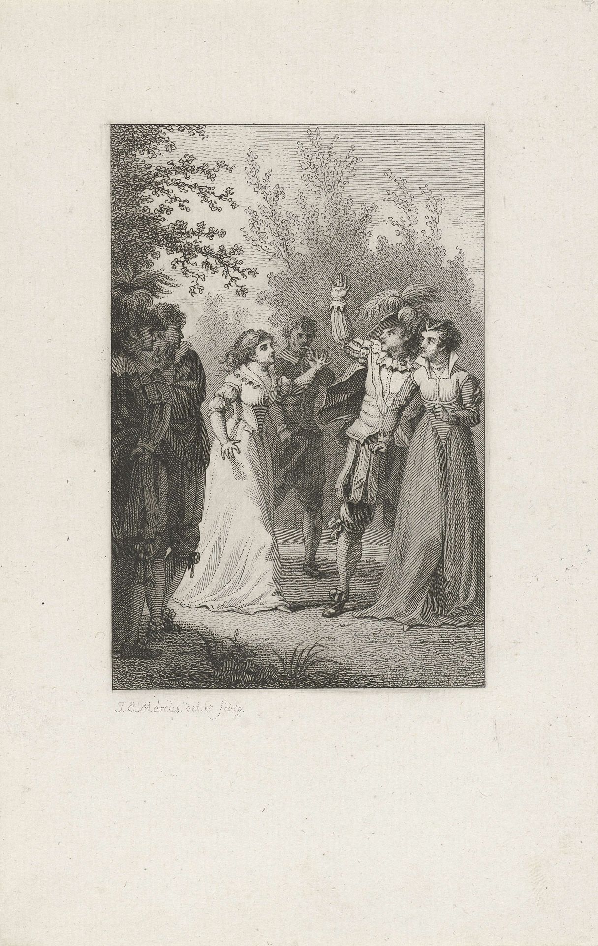 Paar en toesnellende vrouw by Jacob Ernst Marcus
