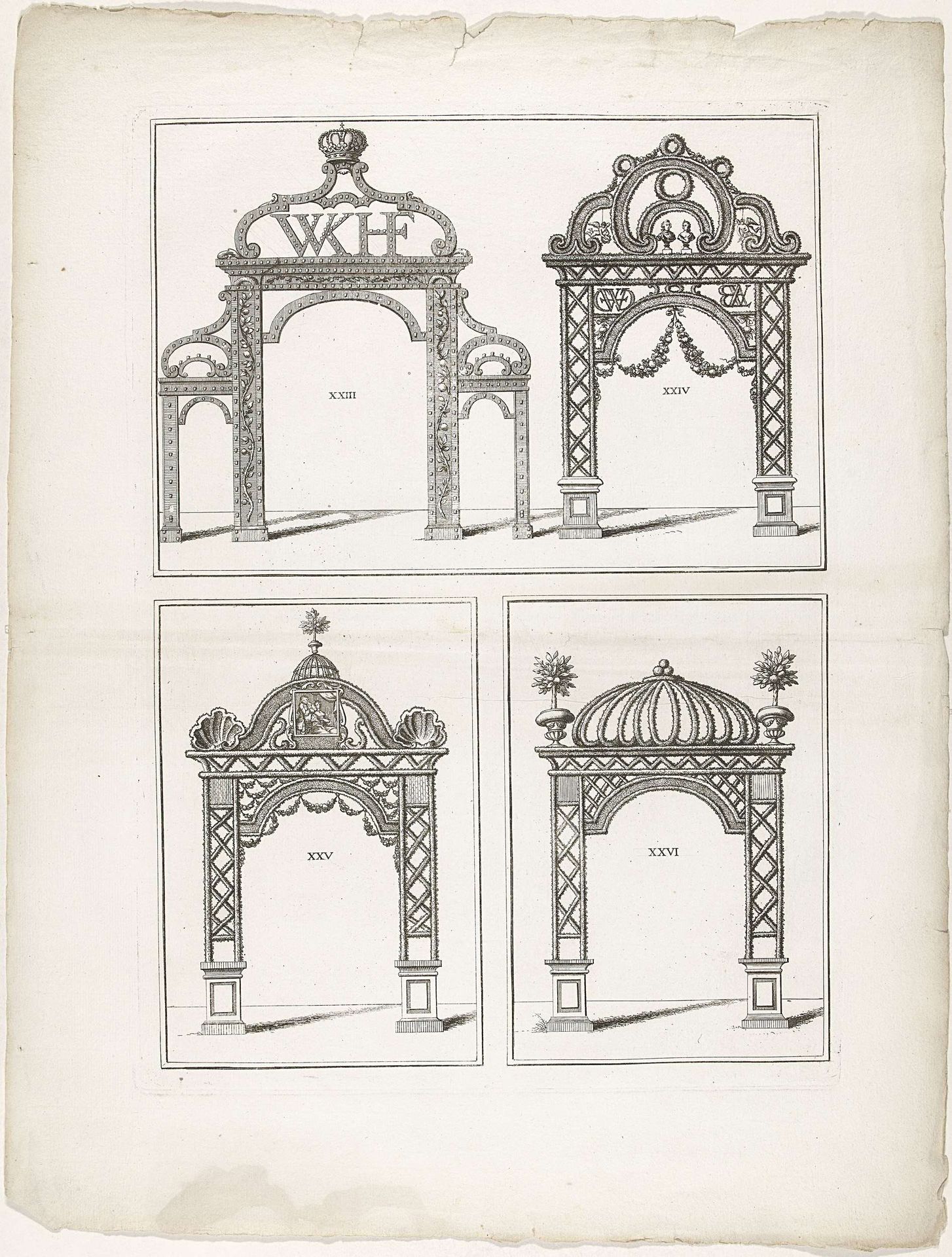 Erepoorten XXIII-XXVI te Den Haag, 1747 by Albertus (de Jonge) Frese