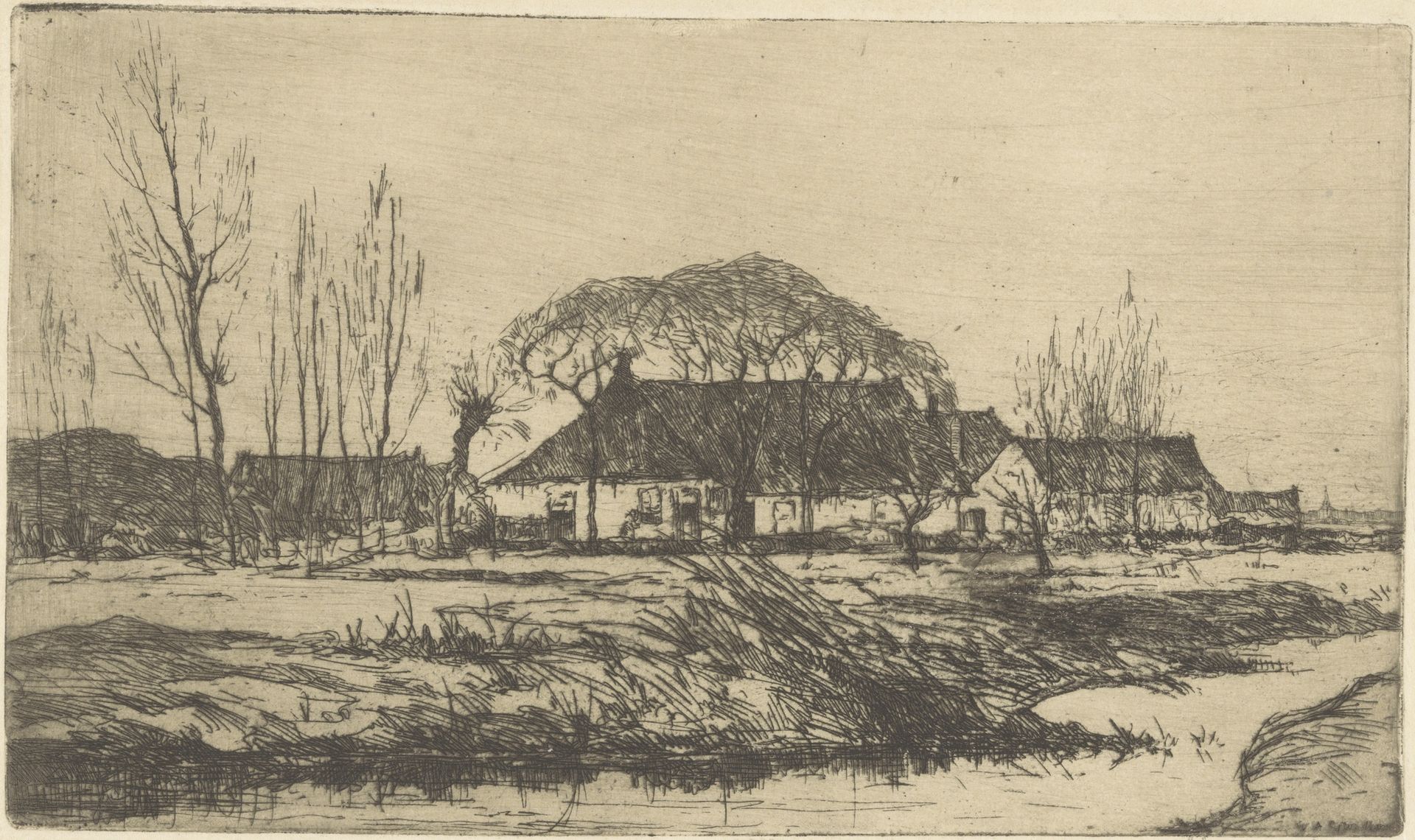 Boerderij bij Voorburg by Willem Adrianus Grondhout