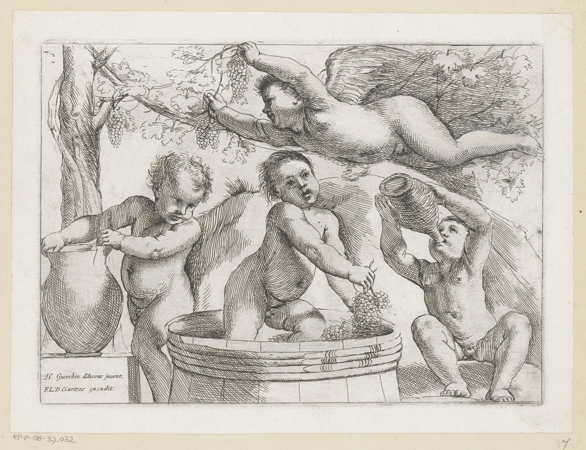 Putti met druivenranken en kruiken by Girolamo (I) Rossi