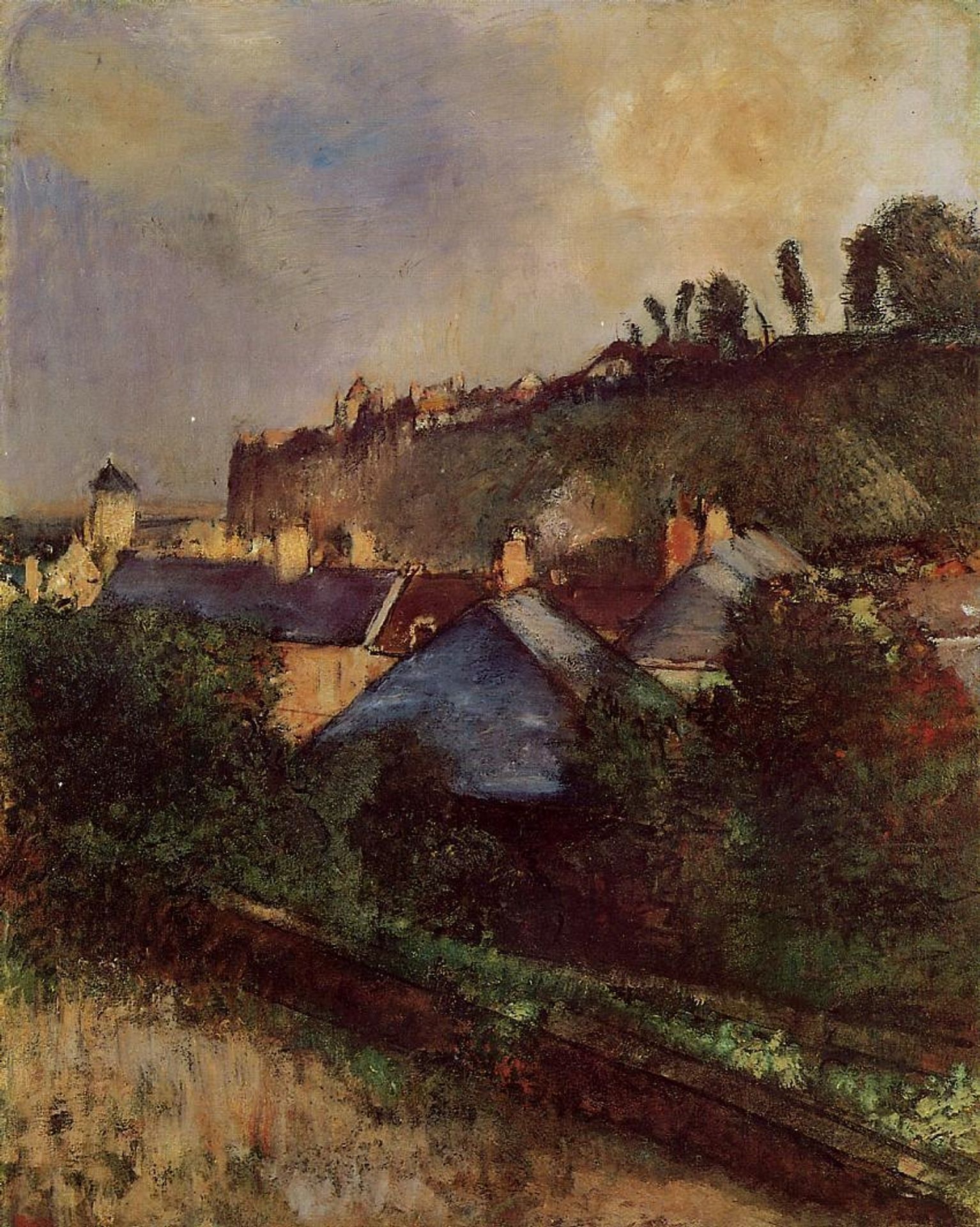 Houses at the Foot of a Cliff (Saint-Valery-sur-Somme) by Edgar Degas