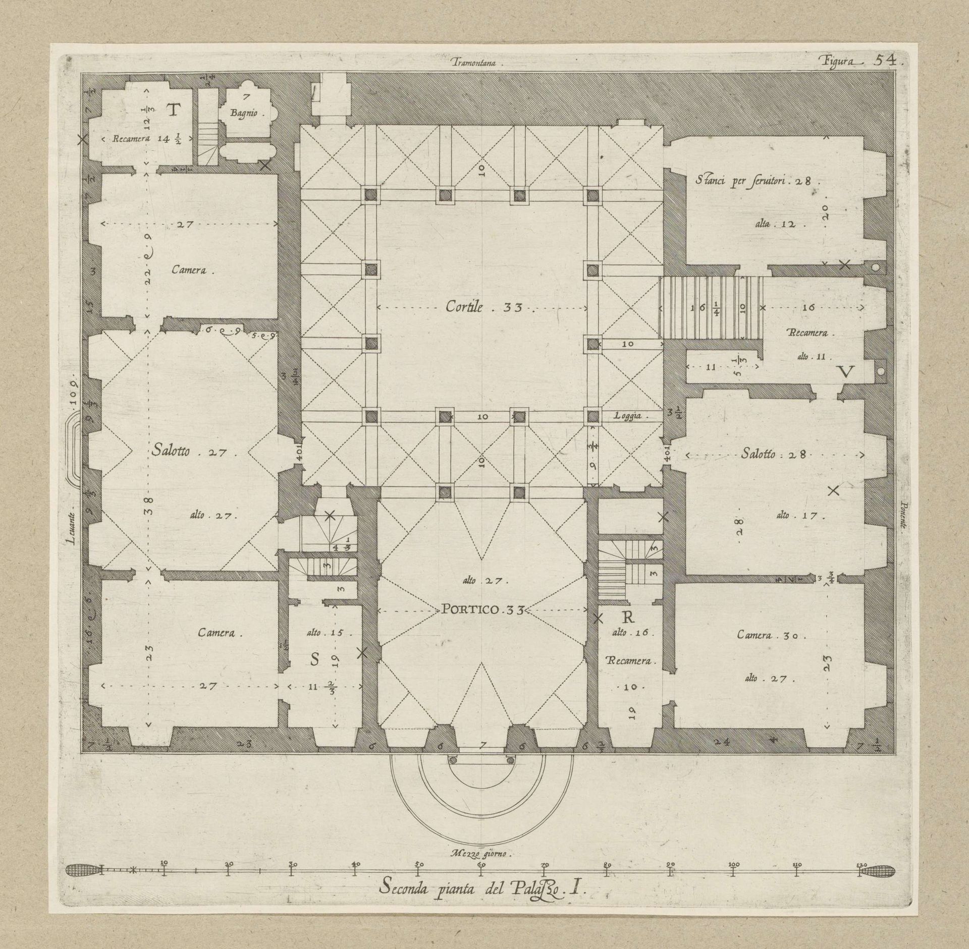 Plattegrond van de begane grond van het Palazzo Rostan Raggio te Genua by Nicolaes Ryckmans