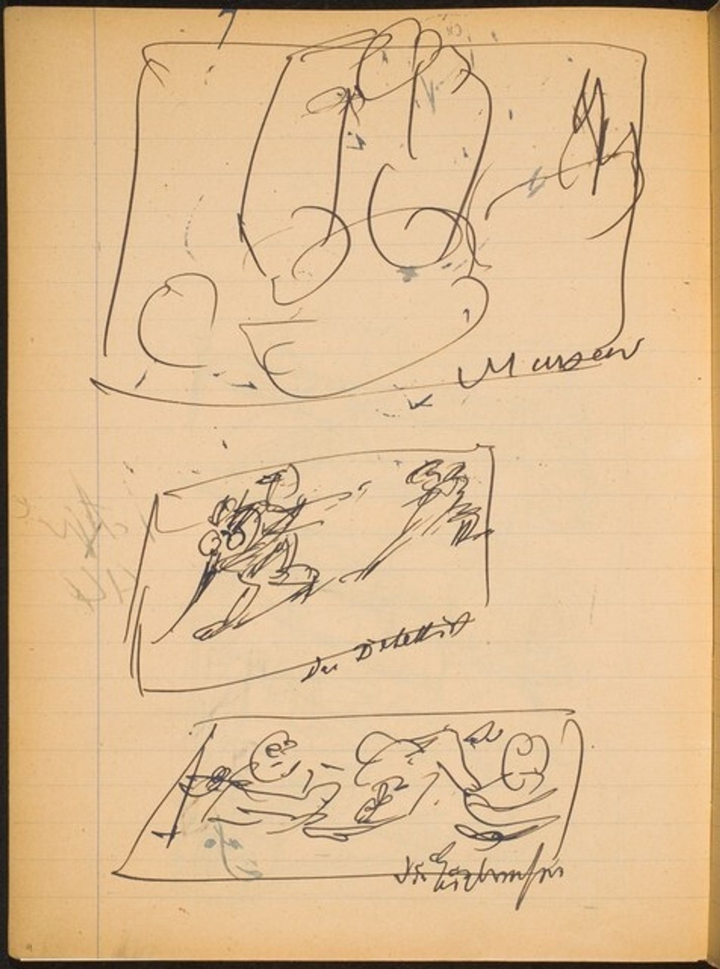 Drei Skizzen mit Bezeichnung (Three Sketches with Inscriptions) [p. 4] by Max Beckmann