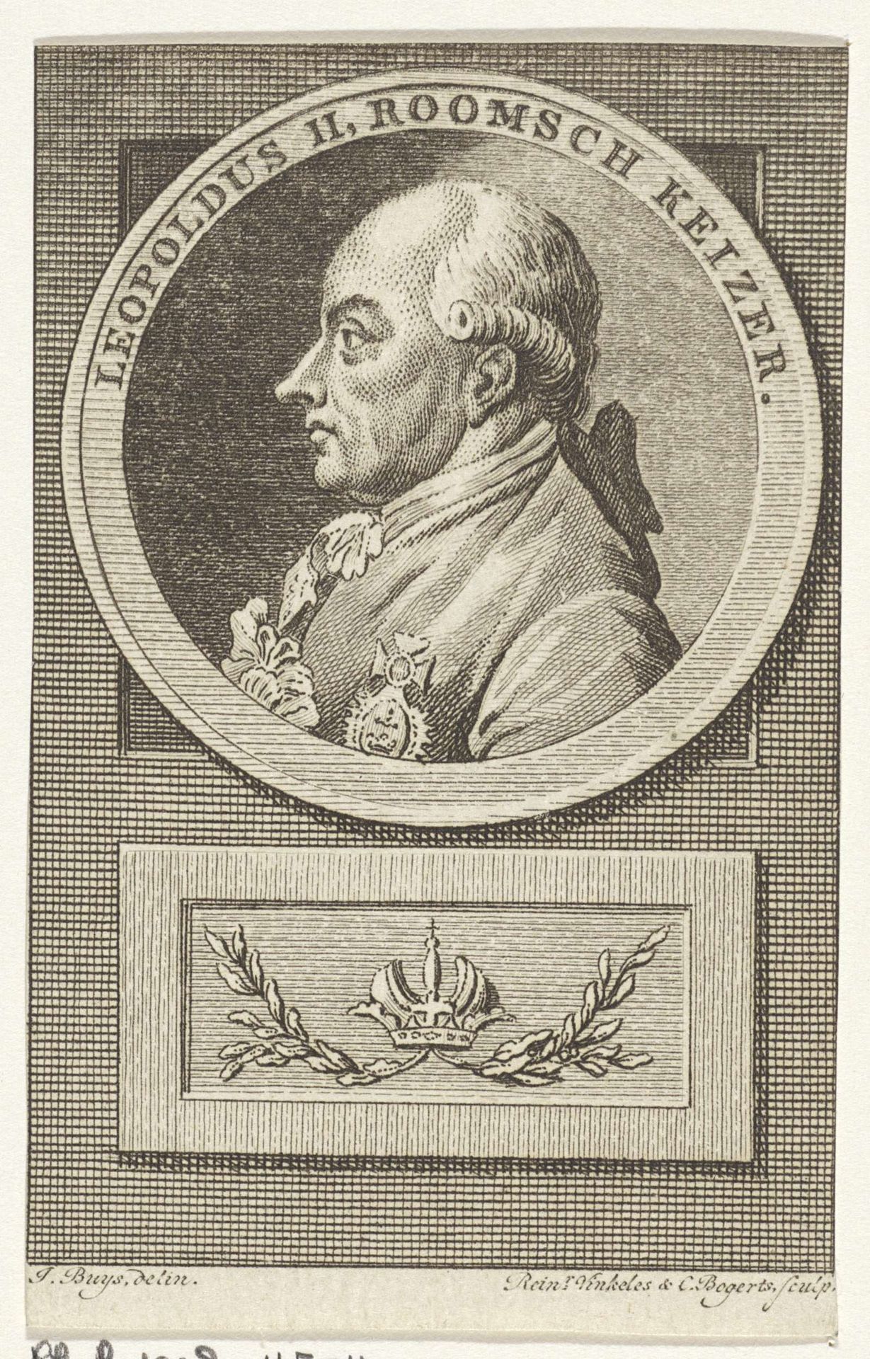 Portret van Leopold II, keizer van Duitsland by Reinier Vinkeles