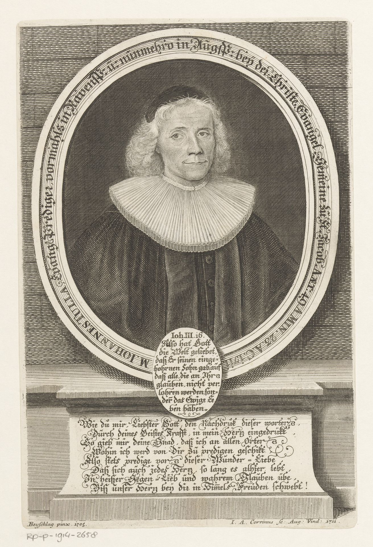 Portret van Johannes Tulla op 49-jarige leeftijd by Johann August Corvinus