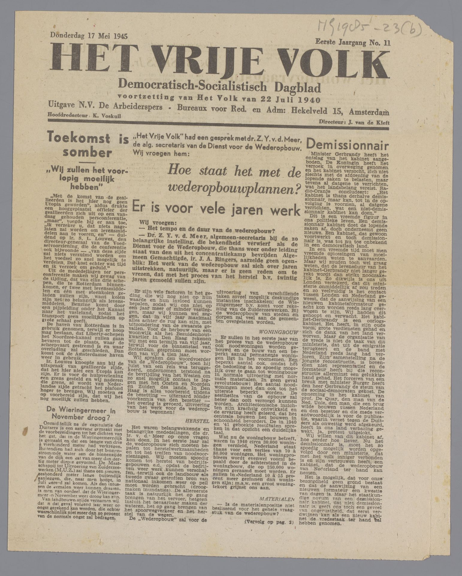 Het Vrije Volk van 17 mei 1945 by De Arbeiderspers