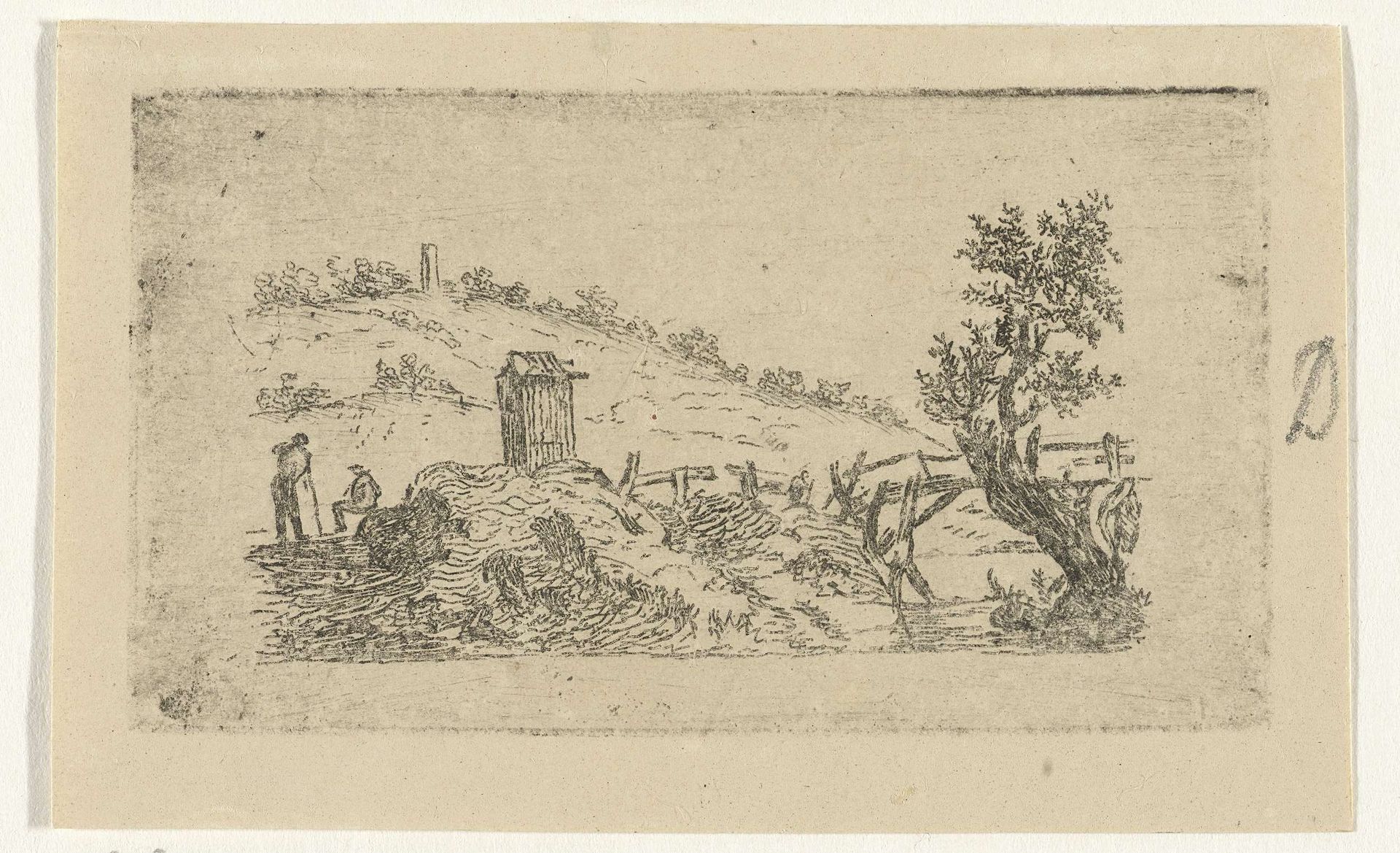 Landschap met houten brug by Reinierus Albertus Ludovicus baron van Isendoorn à Blois