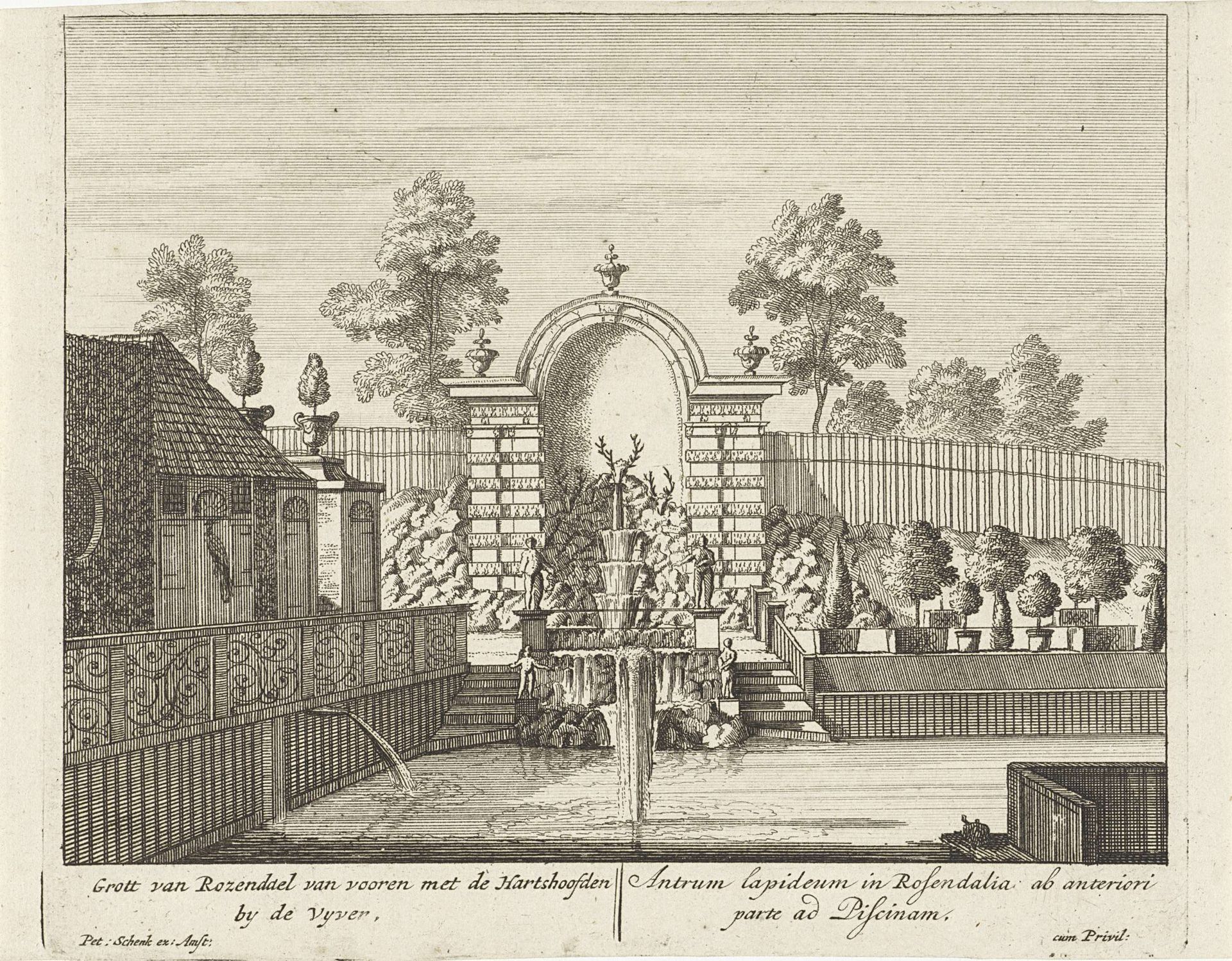 Grot bij een vijver in de tuin van Kasteel Rosendael by Anonymous