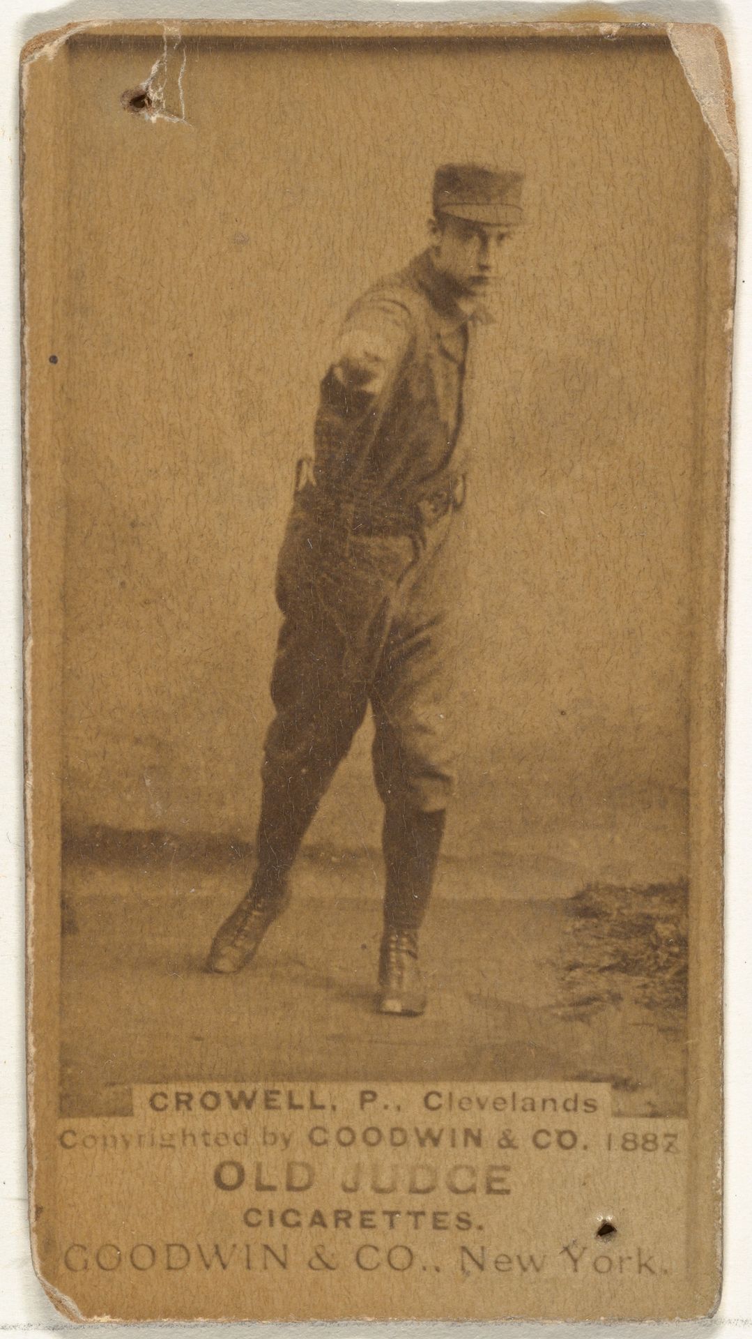 William Theodore "Billy" Crowell, Pitcher, Cleveland, from the Old Judge series (N172) for Old Judge Cigarettes by Goodwin & Company