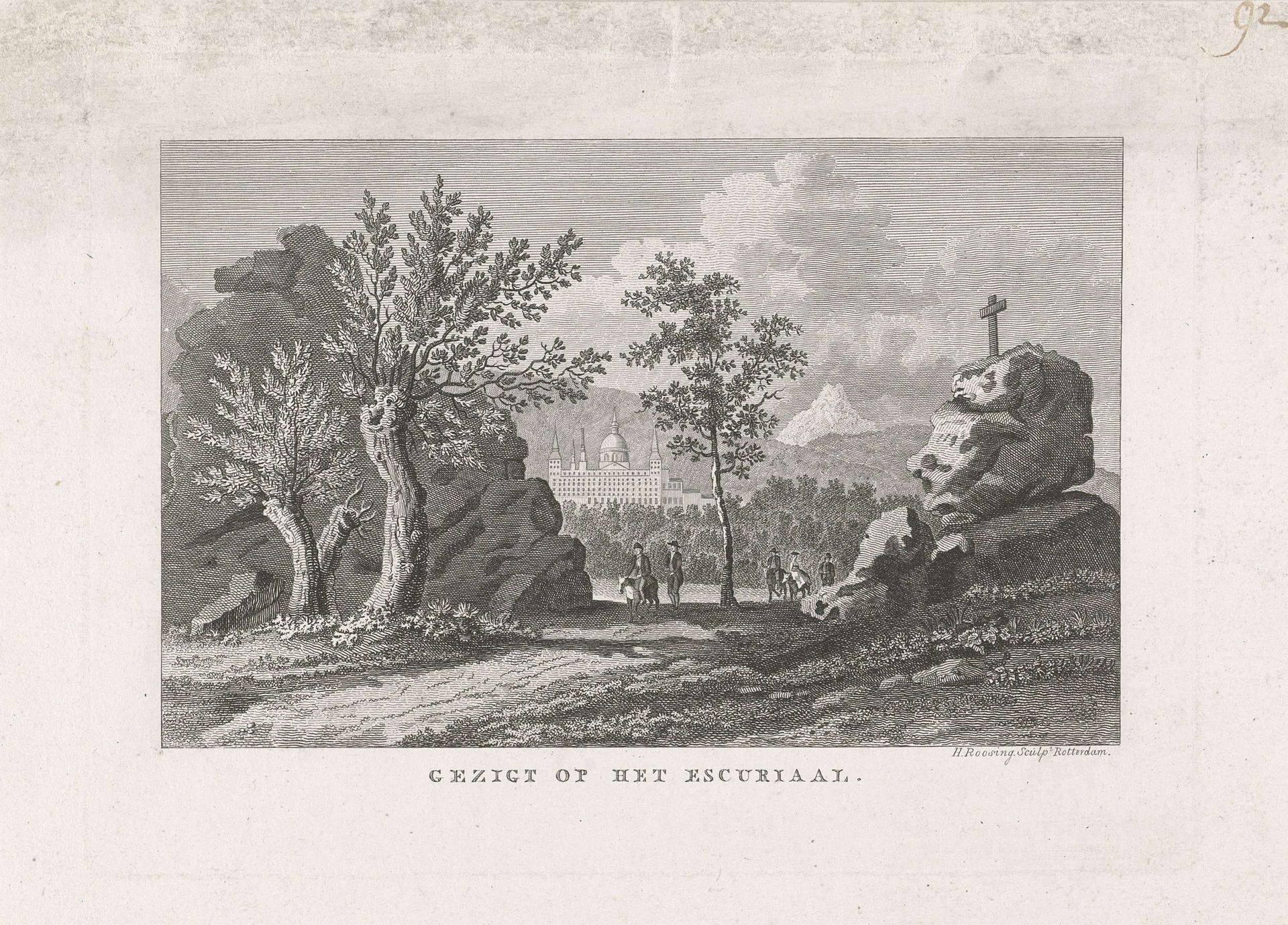 Gezicht op het Escorial by Hendrik Roosing