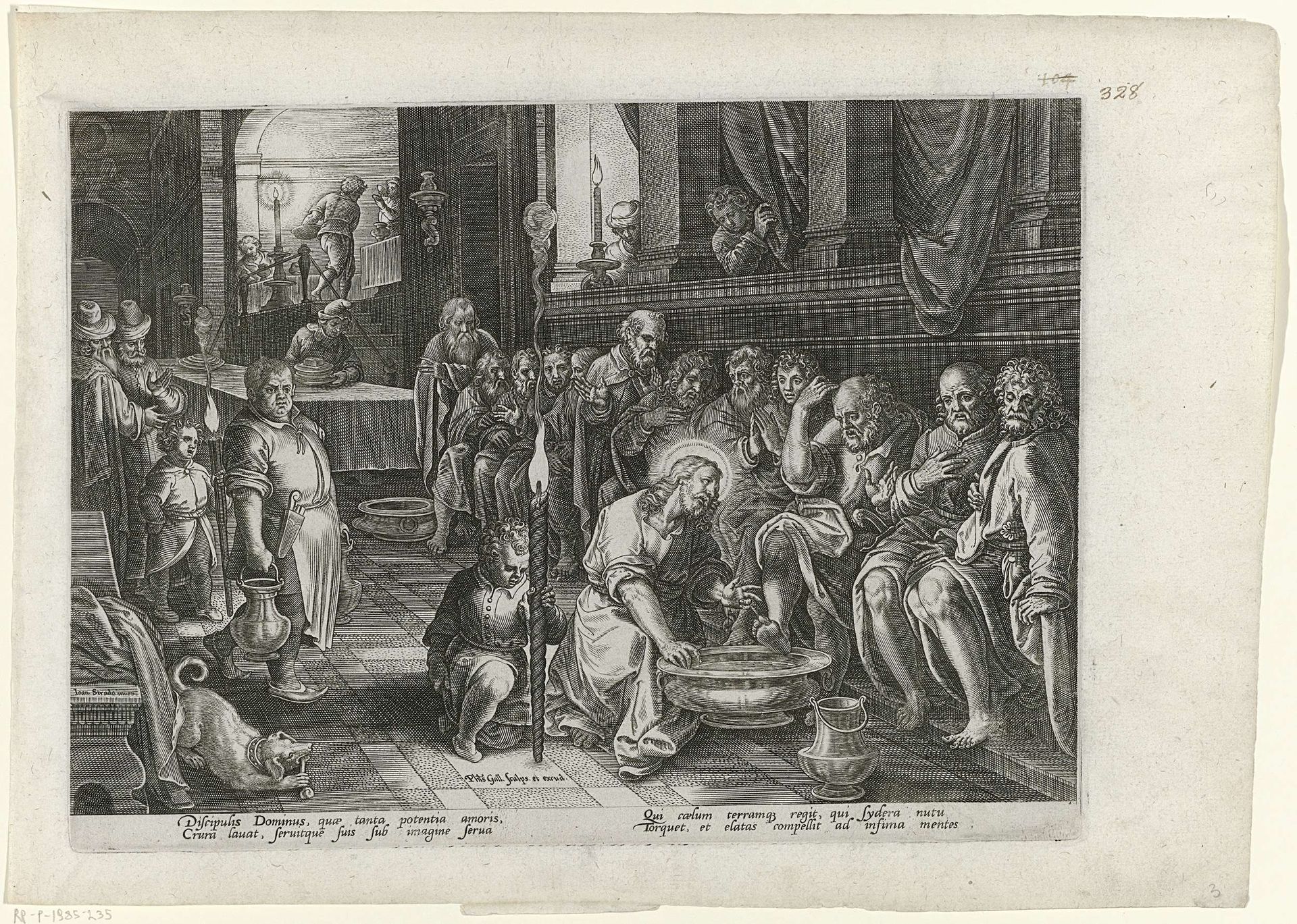 Voetwassing van Petrus by Philips Galle