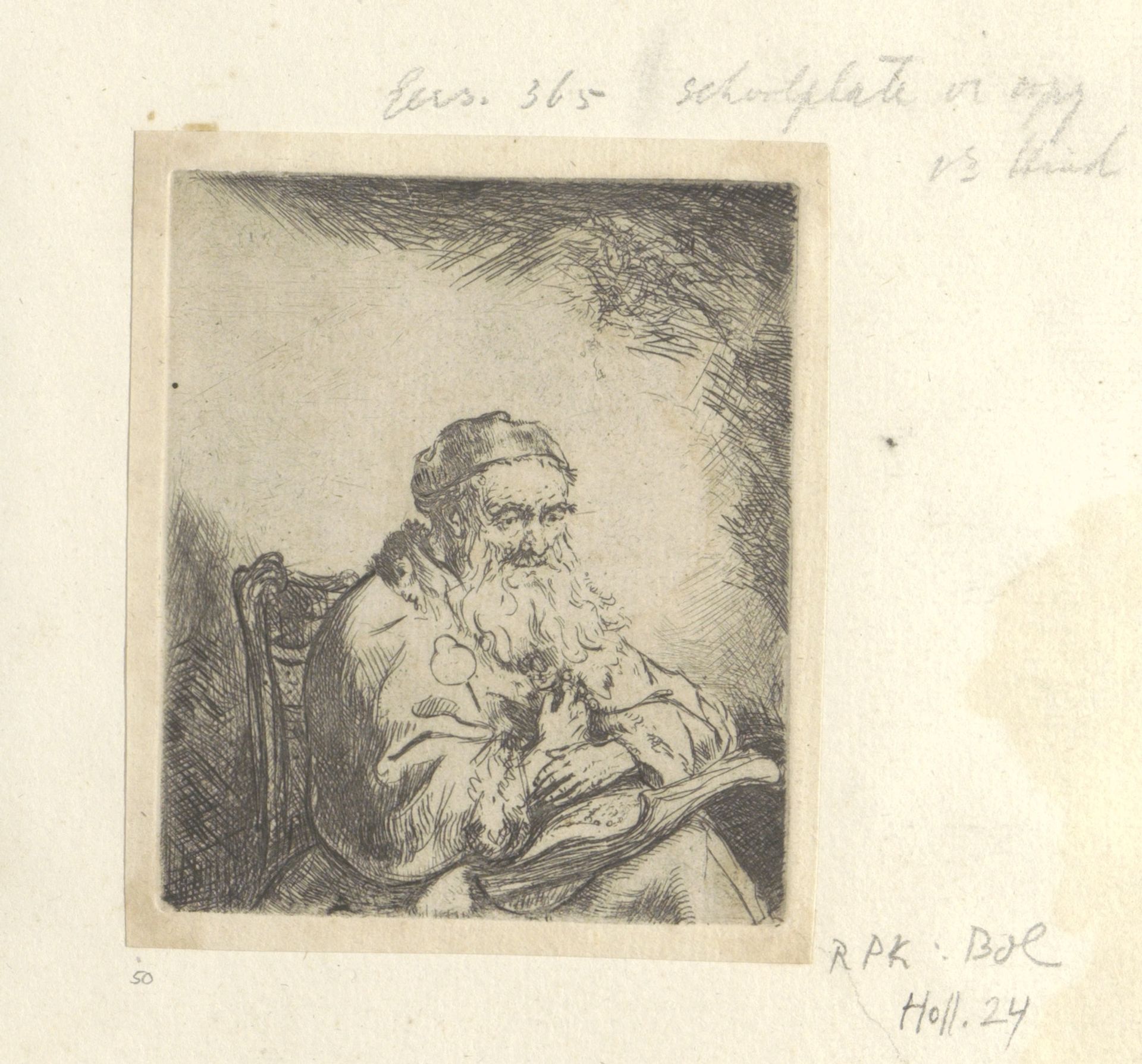 Oude man met een klaverblad op zijn jas by Ferdinand Bol