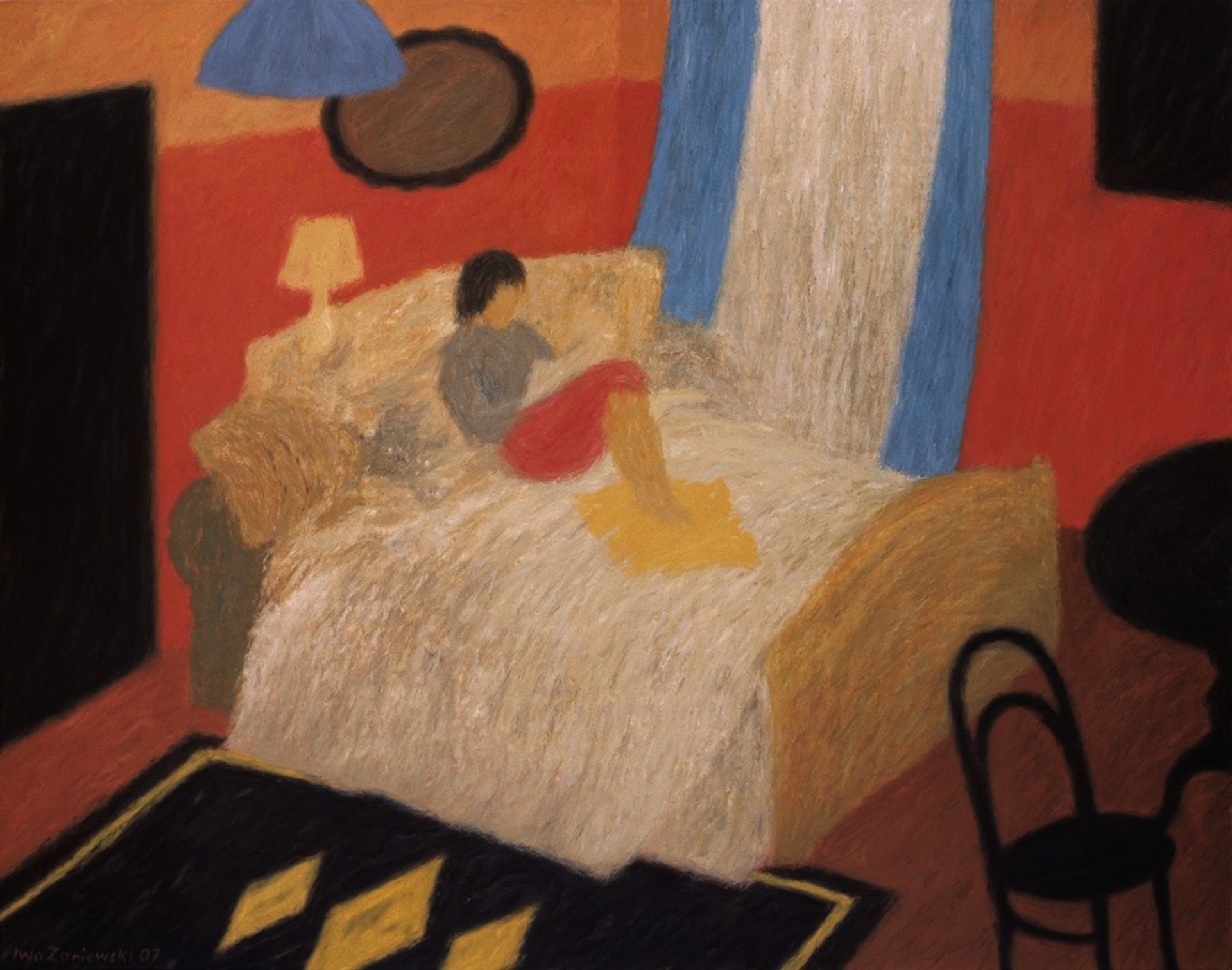 Bed in the Red Room by Iwo Zaniewski
