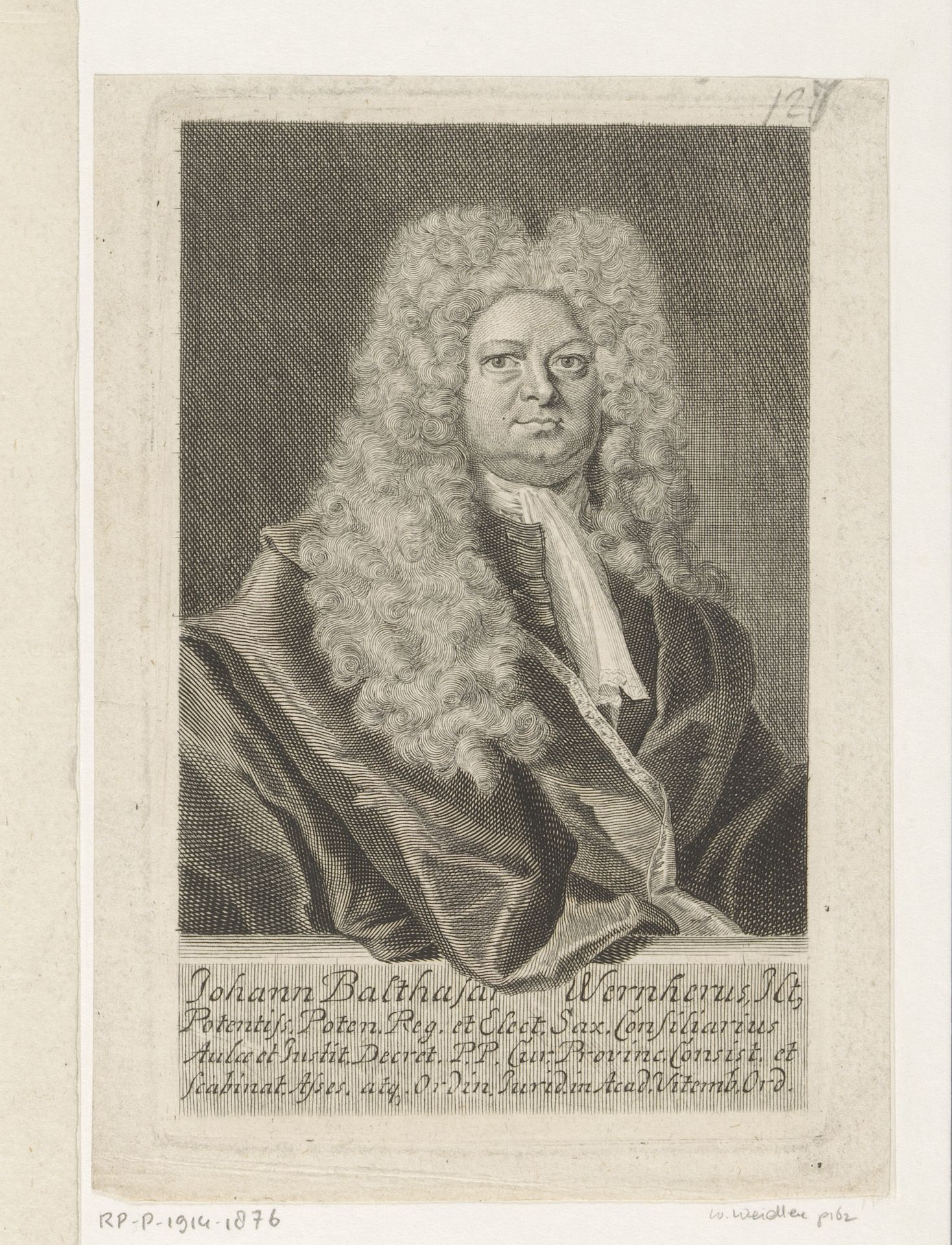 Portret van Johann Balthasar Wernher by Martin Bernigeroth