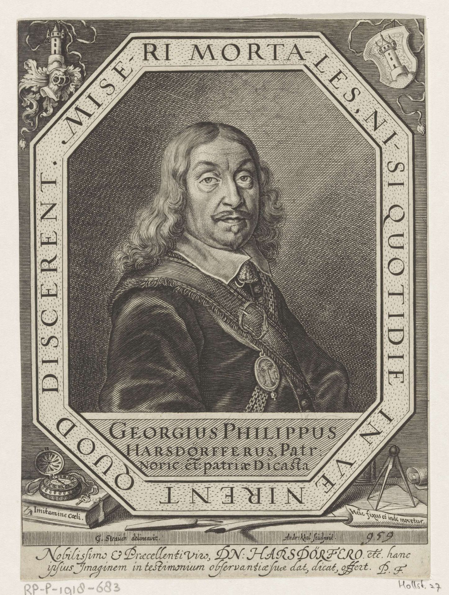 Portret van Georg Philipp Harsdörfer by Andreas Kohl