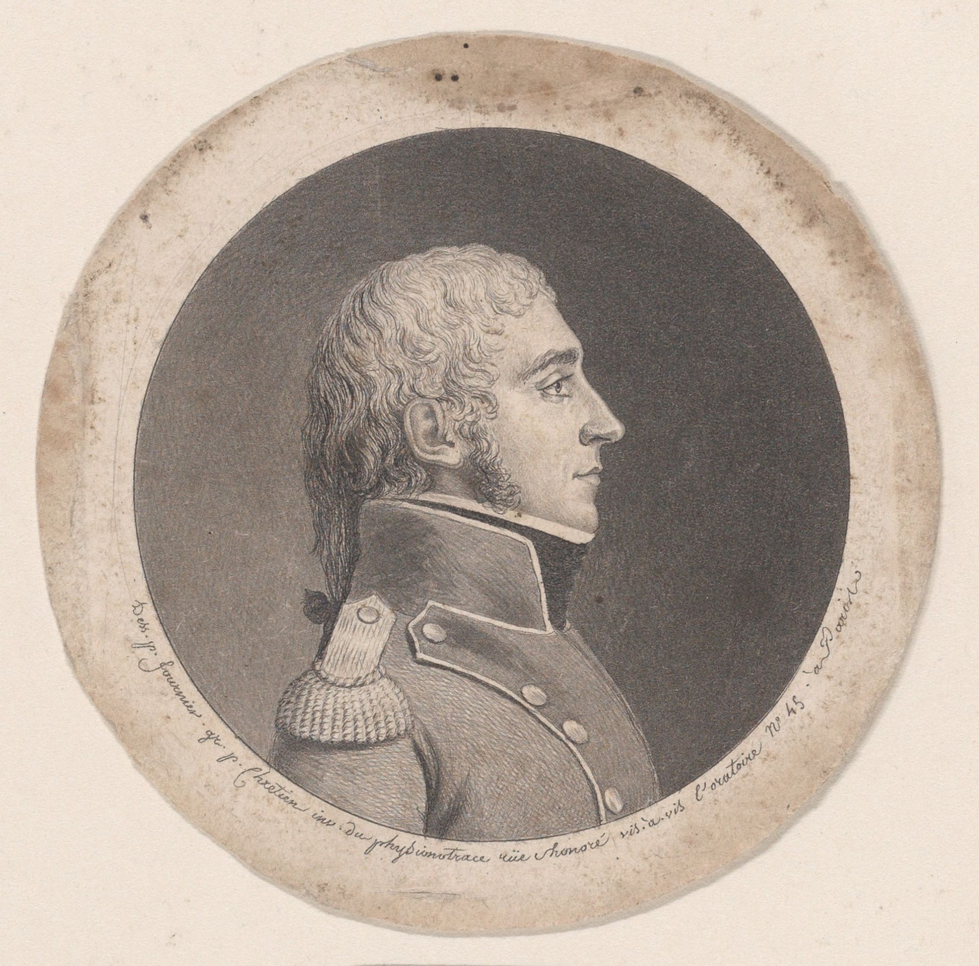 Portrait of a man to right by Gilles Louis Chrétien