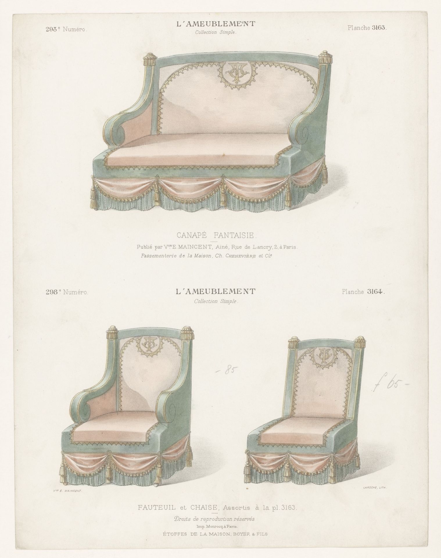 Canapé, fauteuil en stoel by Léon Laroche